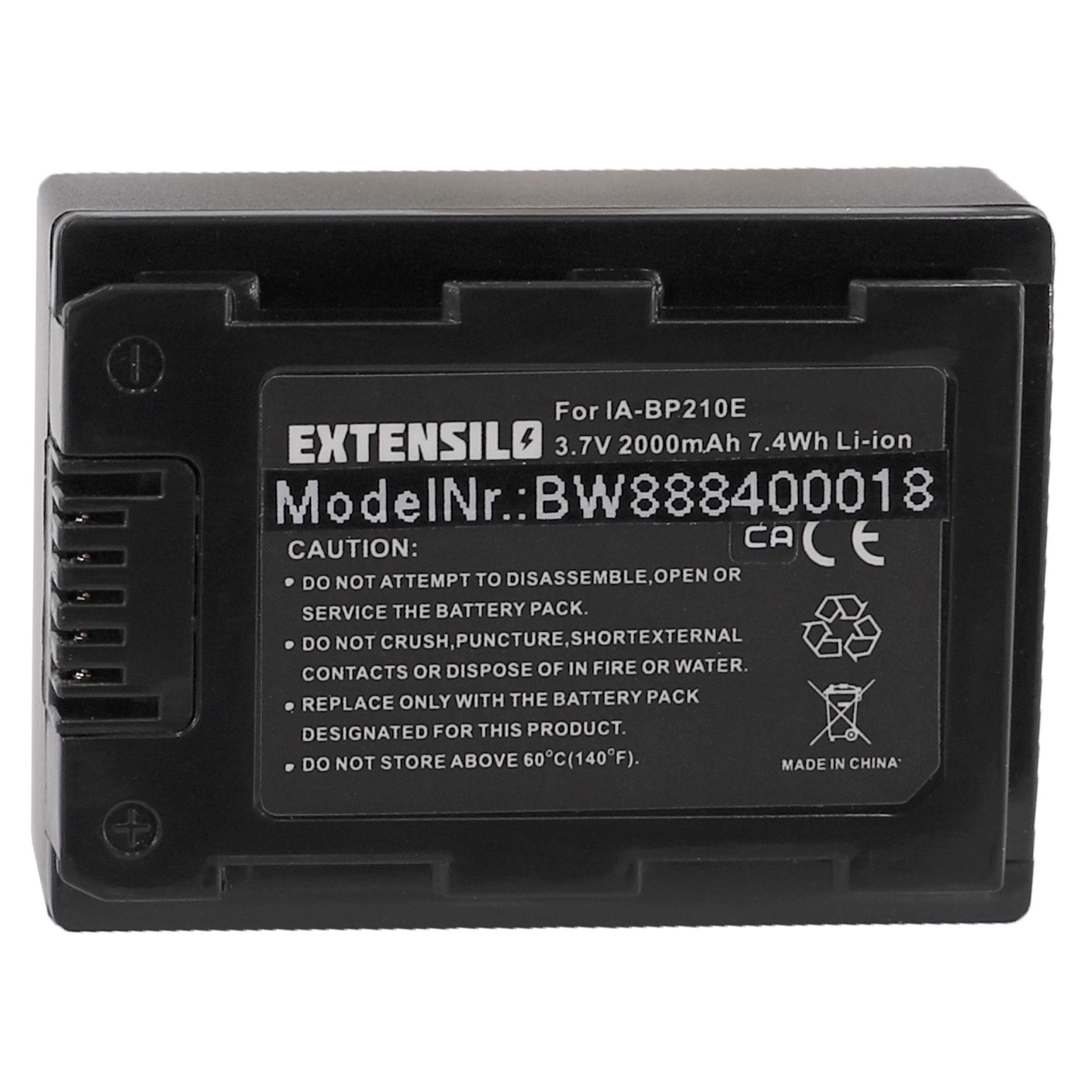 (3,7 IA-BP210 Extensilo mAh Kamera-Akku für IA-BP210E, V) Samsung Li-Ion für 2000 Ersatz CS-BP120E,