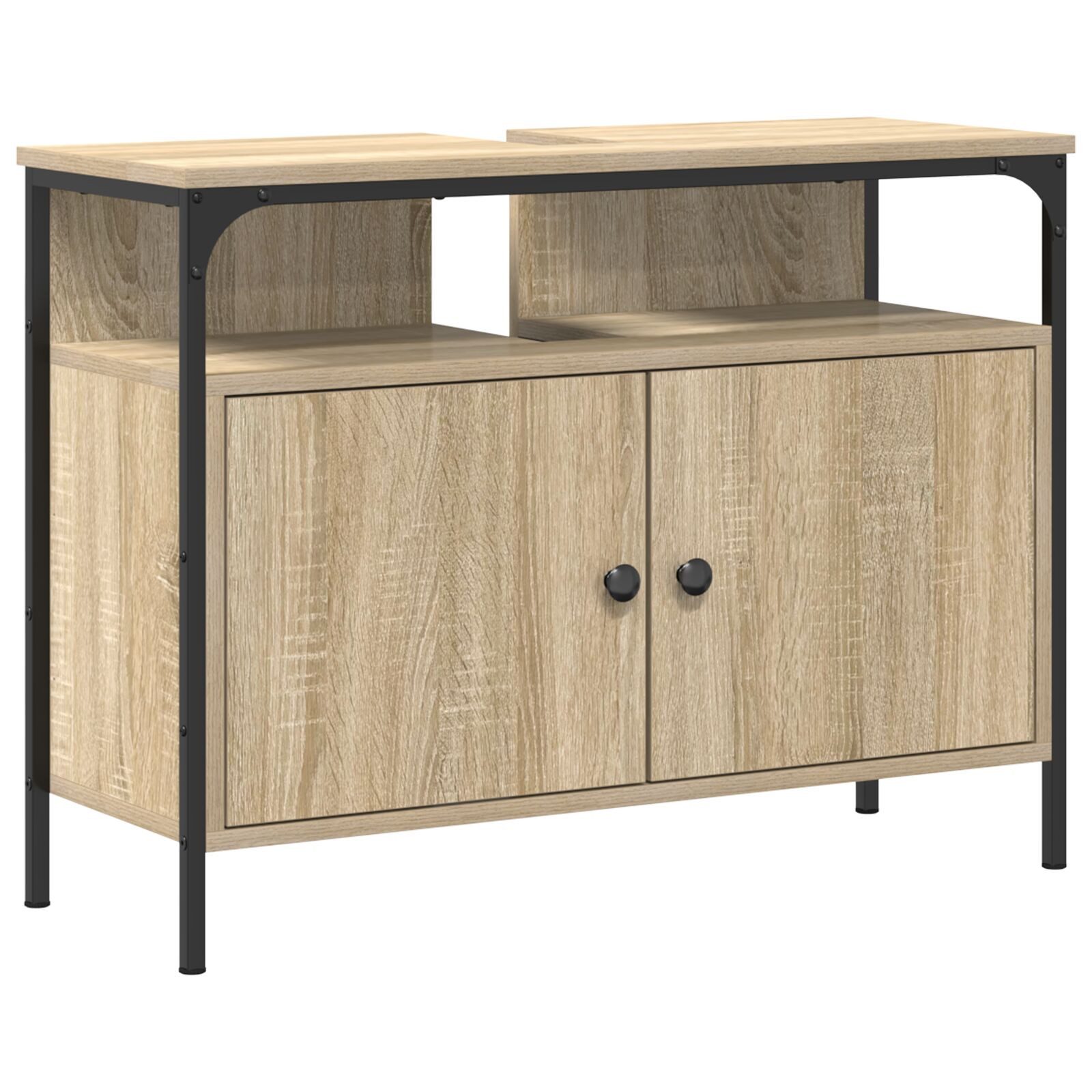 vidaXL Badezimmer-Set 80 x 30 x 60 cm Waschbeckenunterschrank Sonoma Eiche 80x30x60 cm Spanp, (1-St)