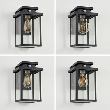 hofstein Außen-Wandleuchte »Poggio« moderne Wandlampe mit Bewegungsmelder, ohne Leuchtmittel, Metall/Glas in Schwarz/Klar, E27, Außenleuchte, m. Lichteffekt, IP44