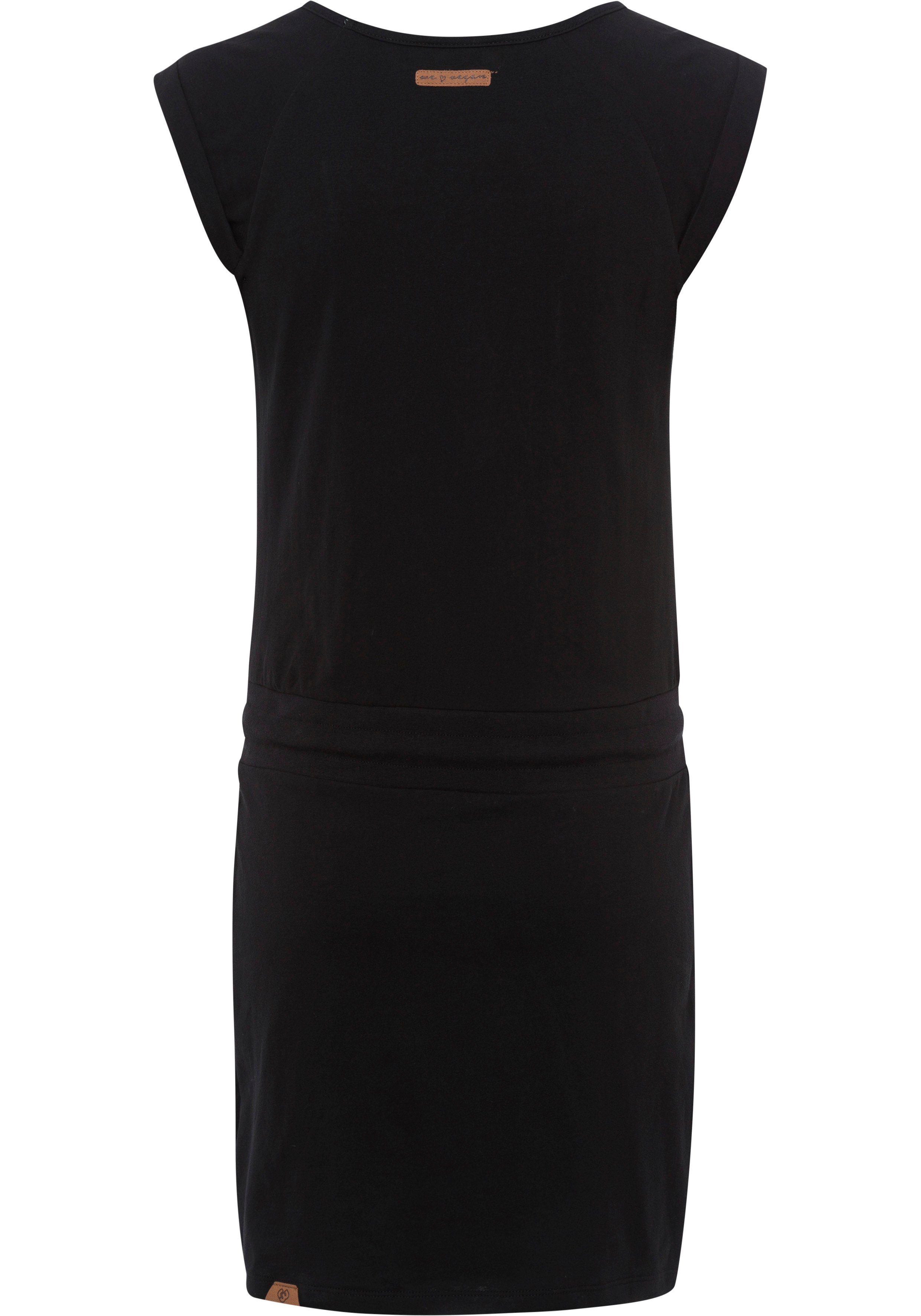 PENELOPE Kordelzug Jerseykleid Zierperlen-Besatz kontrastiven Ragwear und 1010 mit PRINT black