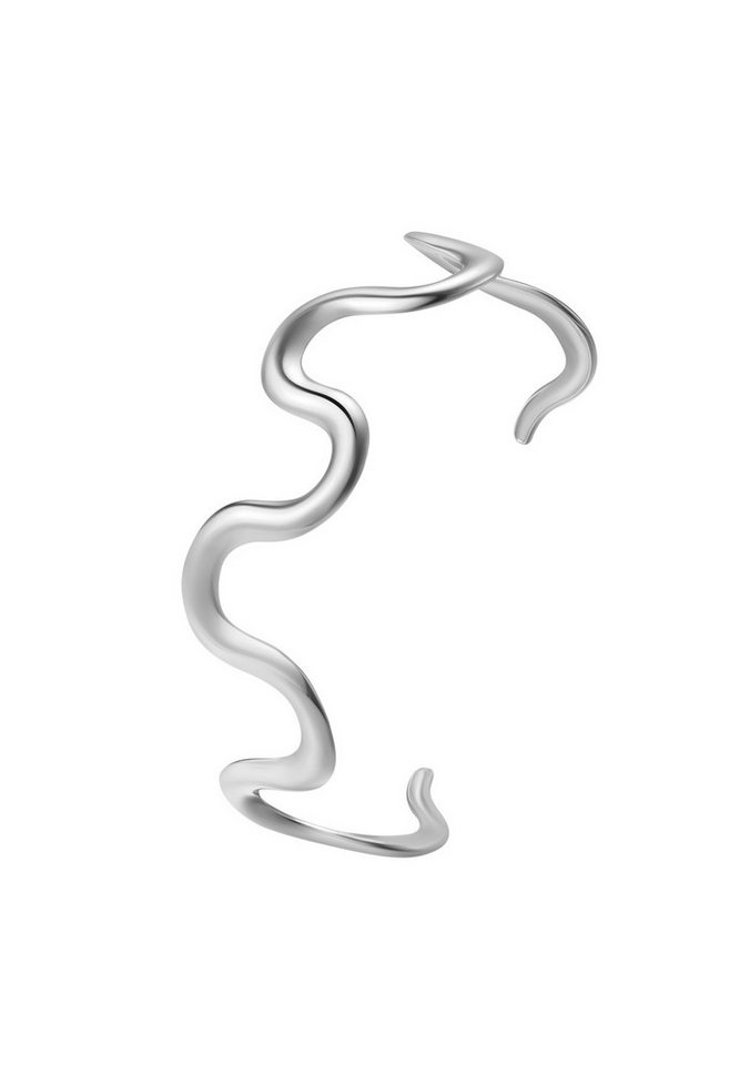 Hey Happiness Armspange Abstrakte Wellen, Offener Cuff Armreif, Eleganter Edelstahl Damen Armband, wasserfest