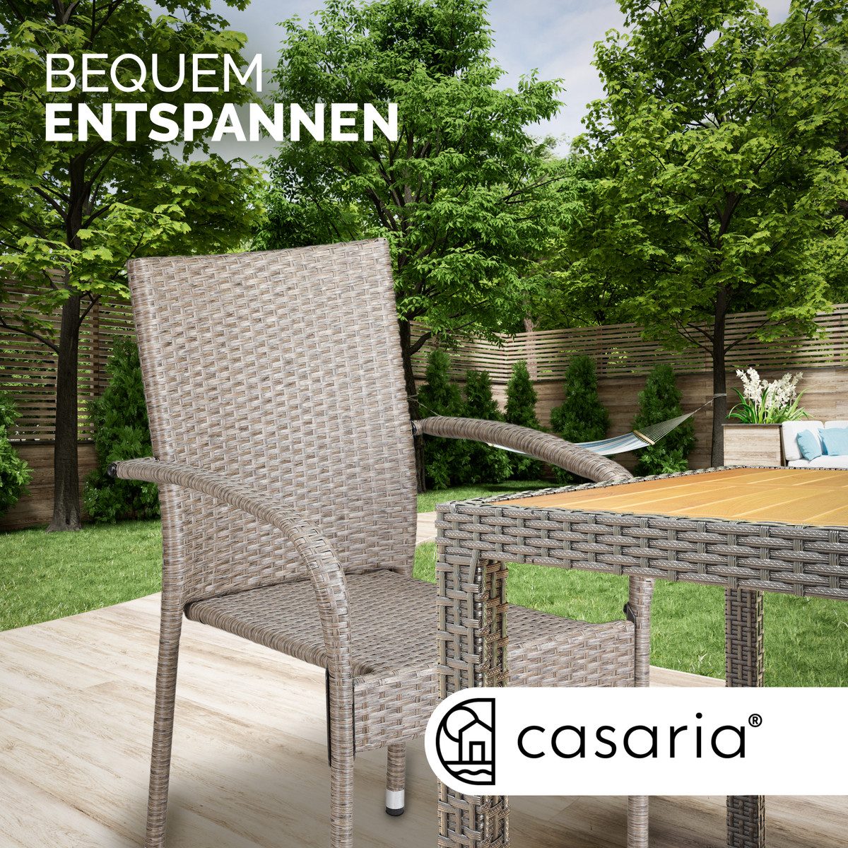 Casaria Gartenstuhl, Stapelbar Wetterfest Polyrattan Outdoor 160kg Garten Terrasse Balkon