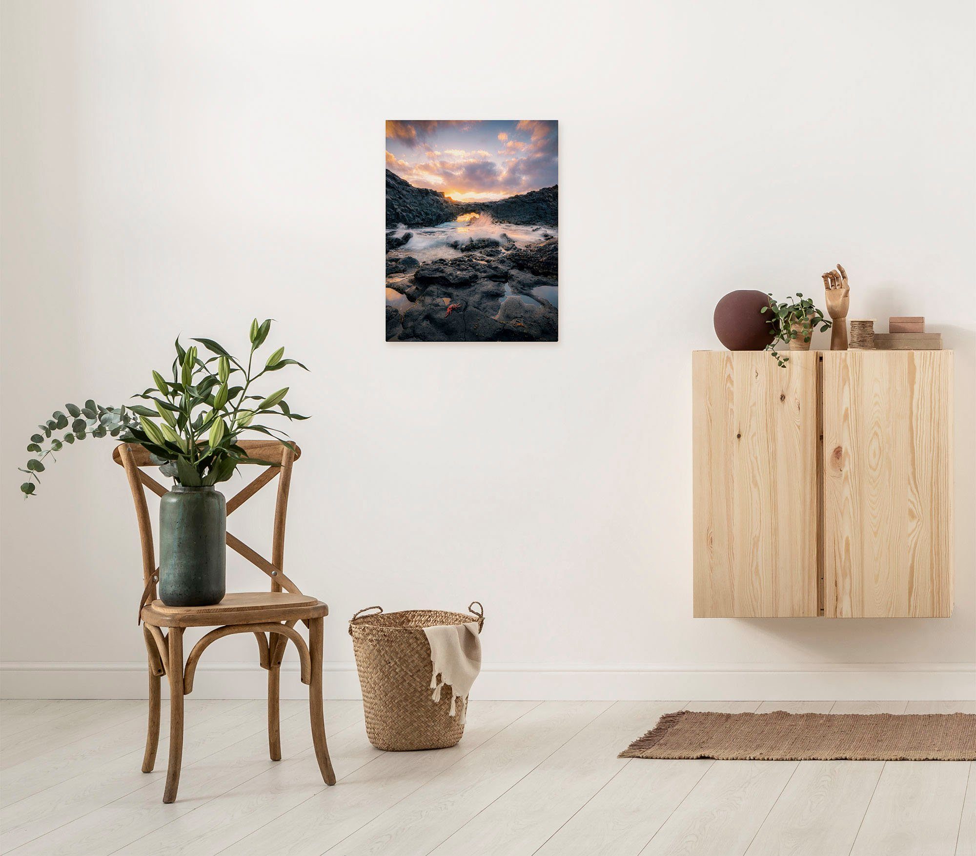 Komar Leinwandbild Golden Eye - Размер 30 x 40 cm, Baum, Berge, Blumen, Blätter, Foto, Jahreszeiten, Landschaft, Meer, Natur, Palmen, Strand (Packung, 1 St), Keilrahmenbild mi Echtholzrahmen