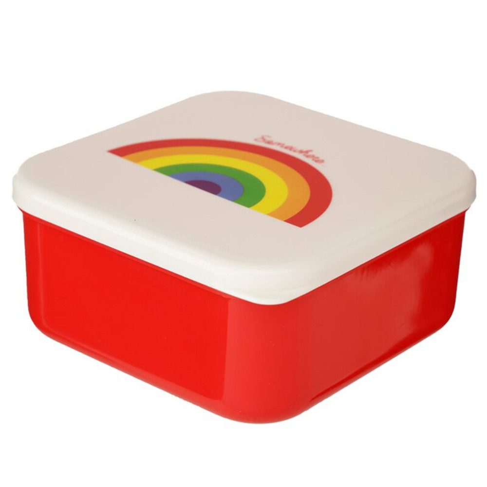 Puckator Lunchbox Snack Boxen Regenbogen, Kunststoff, (Set, 3-tlg., BPA-frei), ca. 11,5 x 11,5 x 5,5 cm, 550 ml (große Box)