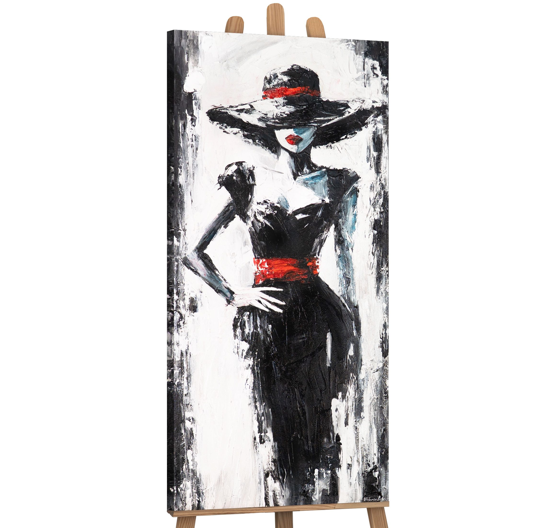 YS-Art Gemälde Wandbild Dame mit Hut, günstig online kaufen