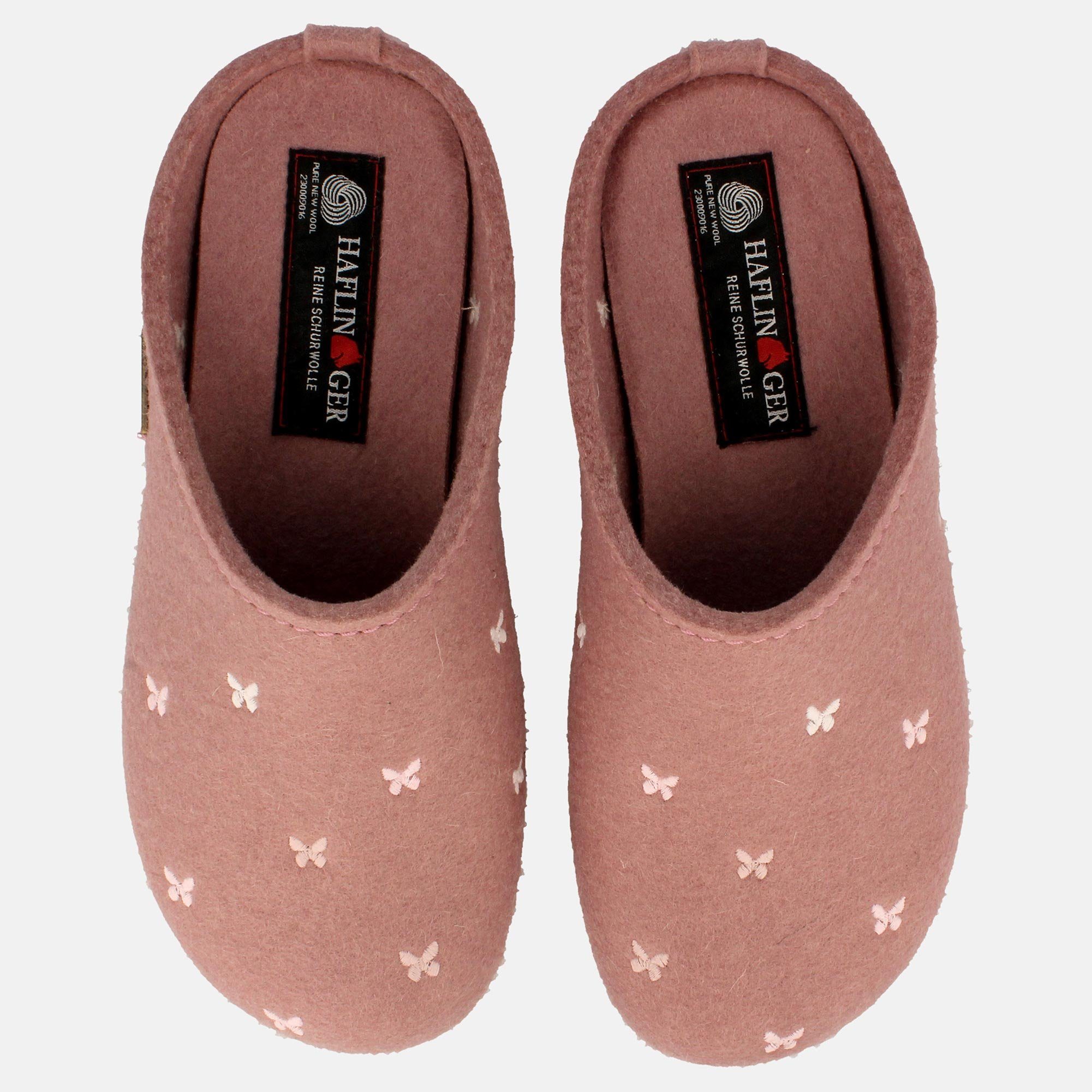 Haflinger Farfalline Filzpantofffeln mit Applikation Schmetterlingsmotiv Hausschuh