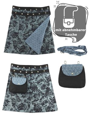 Sunsa Minirock Damenrock Minirock Sommerrock Wickelrock aus Baumwolle 2 Designs in 1 Wendbarer Rock, 2 Optische Designs in 1