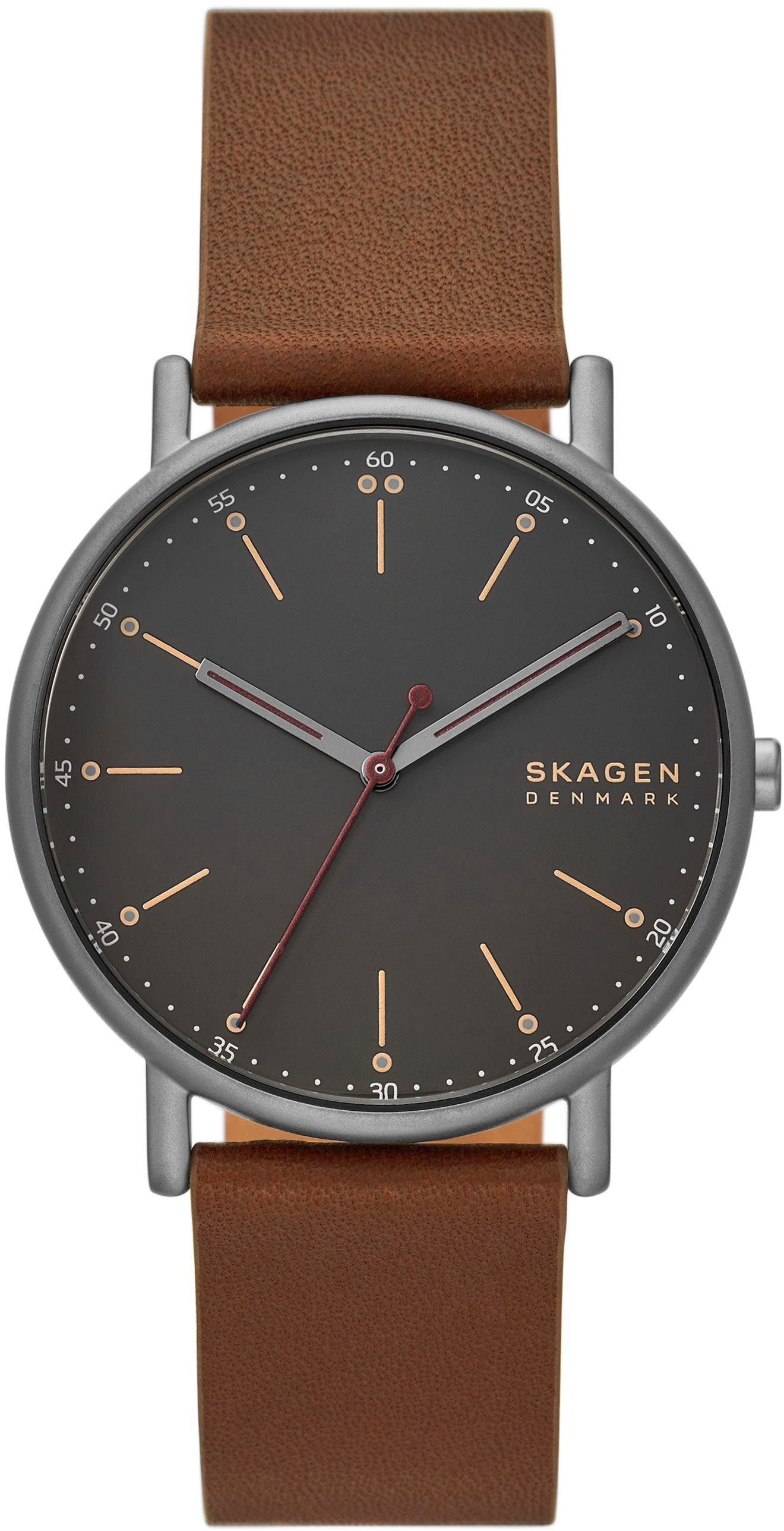 Skagen Quarzuhr SIGNATUR, SKW6860, Armbanduhr, Herrenuhr, Nachhaltigkeitssiegel, Lederarmband