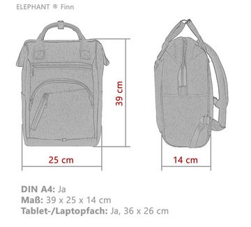 ELEPHANT Cityrucksack Finn 12830 Damenrucksack Rucksack, A4 Damen Handtasche Daypack Klappöffnung + Schlüsselbörse