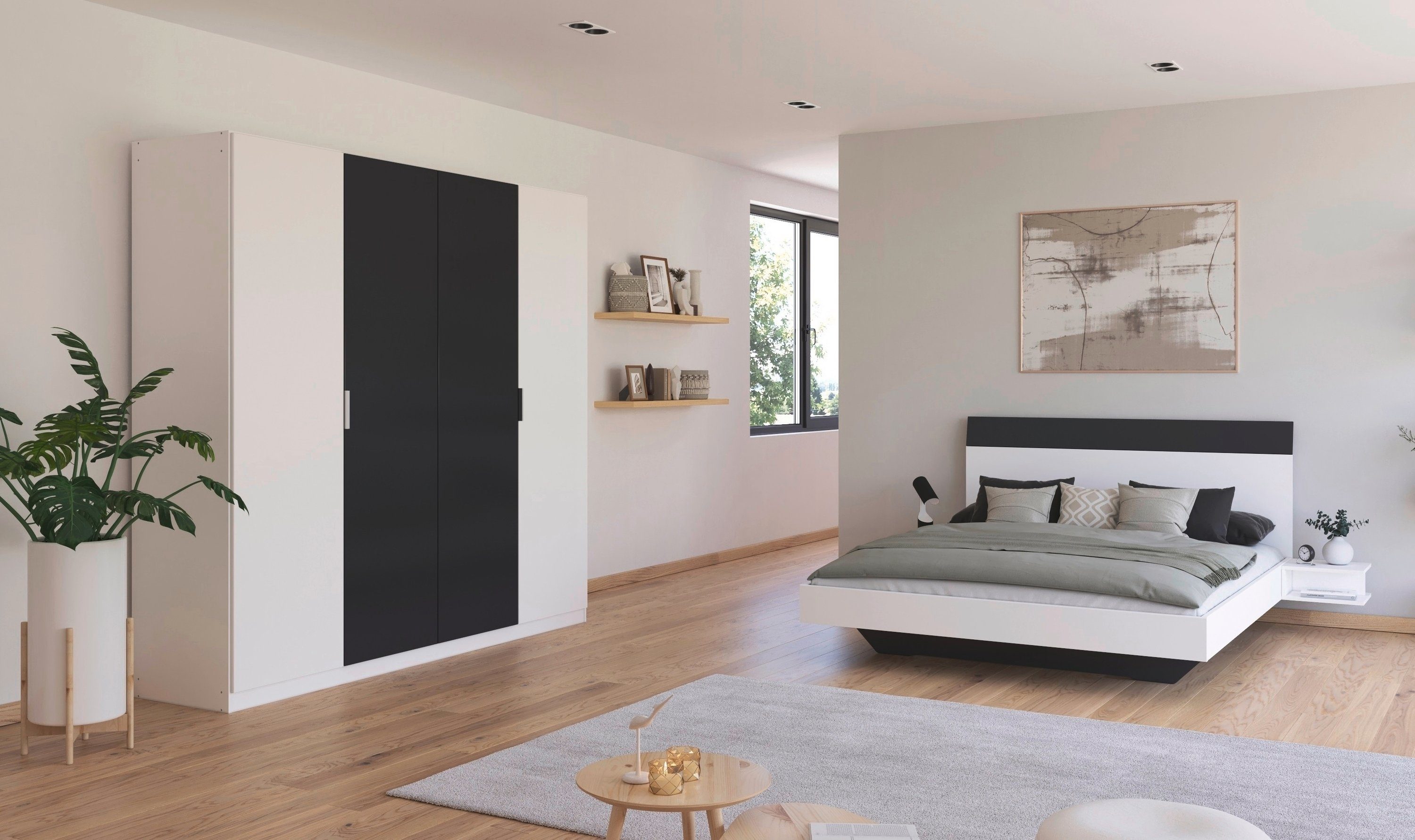 rauch Schlafzimmer-Set Monza, mit Drehtürenschrank Breite 226 cm, Bettanlage in 2 Breiten