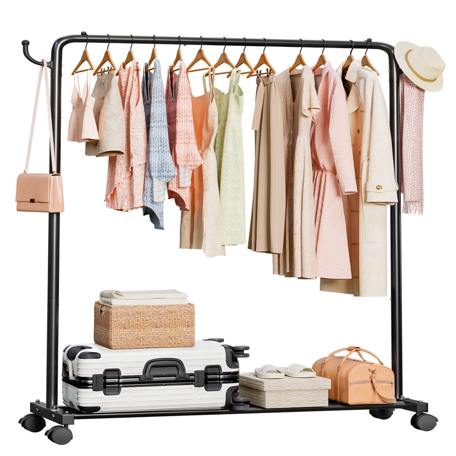 Yorbay Kleiderständer Garderobenständer auf Rollen, bis 50 kg belastbar, Hö günstig online kaufen