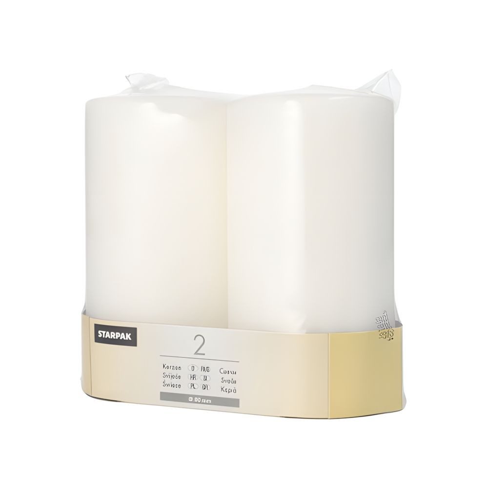 PAPSTAR Stumpenkerze Stumpenkerzen Ø 80 mm, 150 mm weiss mit Flachkopf 2 Stk