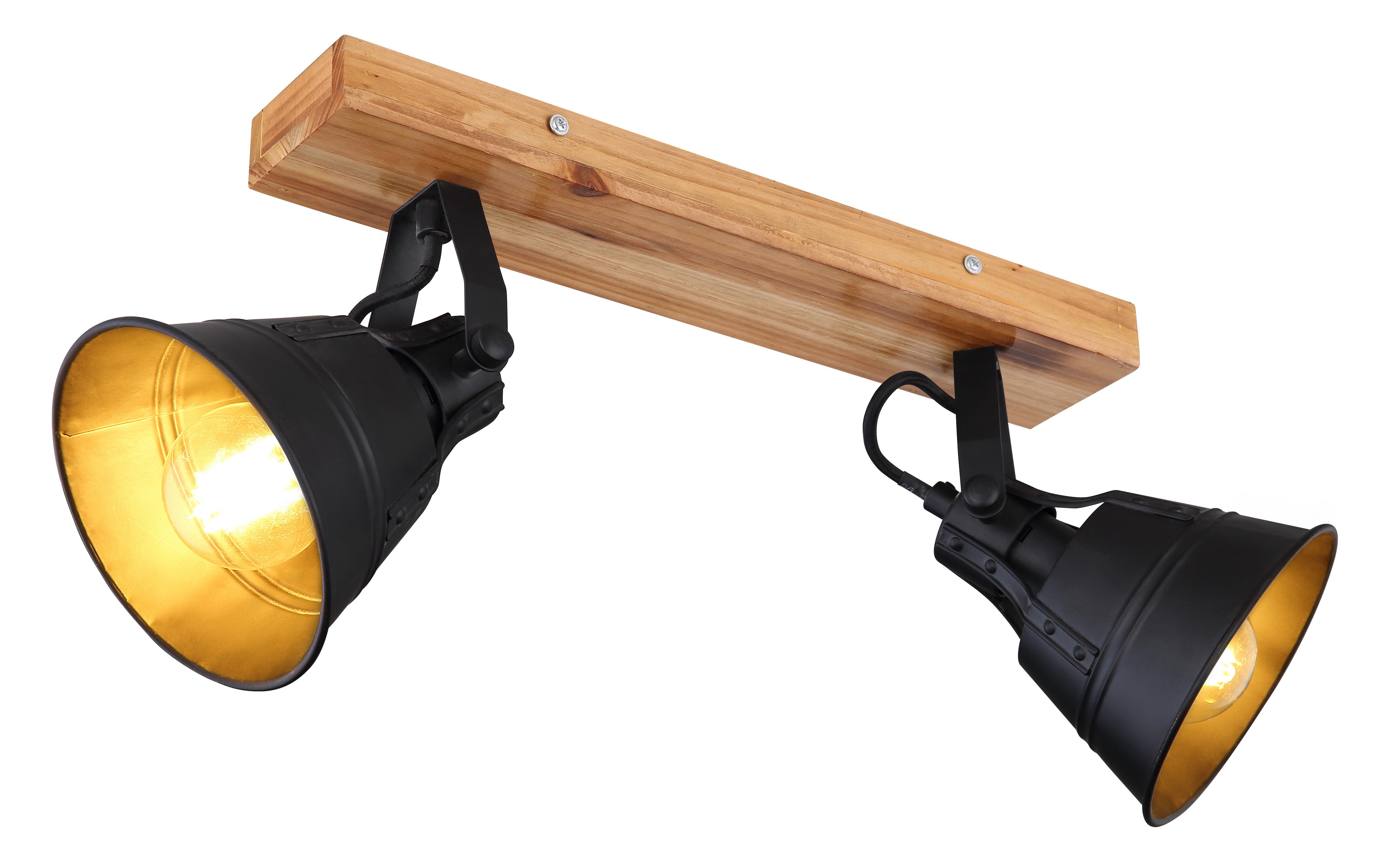 GLOBO LIGHTING Deckenstrahler GÜNTHER, ohne Leuchtmittel, Strahler/Holz/schwarz matt/Wohnzimmer/Flur/Arbeitszimmer