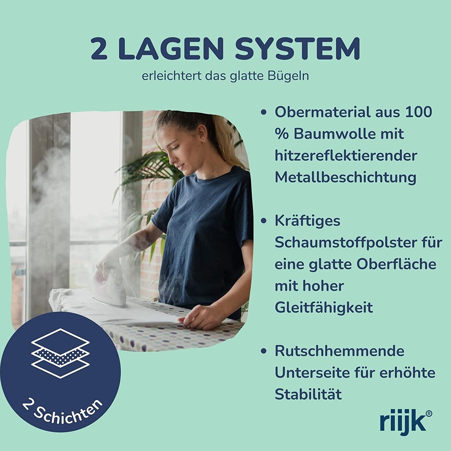 riijk Bügelbrettbezug Bügeltischbezug, Zubehör für universal passend bis 125cm Länge und 45cm Breite, Bezug Spanner Bügeltuch