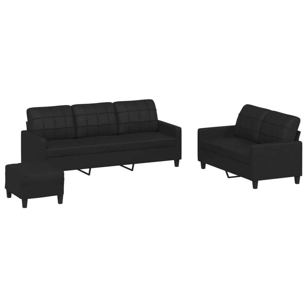 DOTMALL Sofa Sofagarnitur (Set, 3-tlg), Zweisitzer Dreisitzer Kunstleder Schwarz