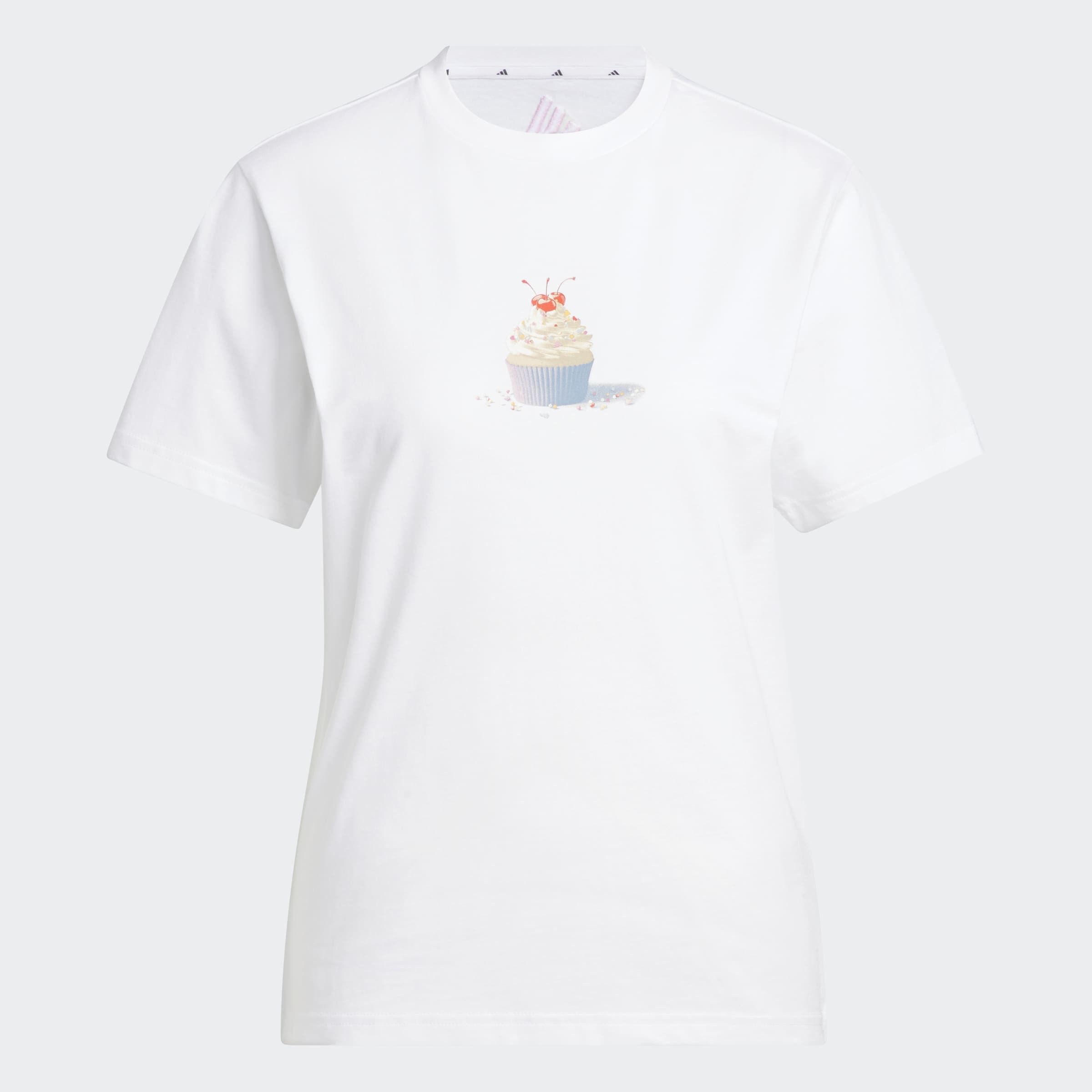 adidas Sportswear T-Shirt SEASONAL ESSENTIALS CUPCAKE GRAPHIC sportlicher Stil, ohne Verschluss, mit Cupcake-Motiv
