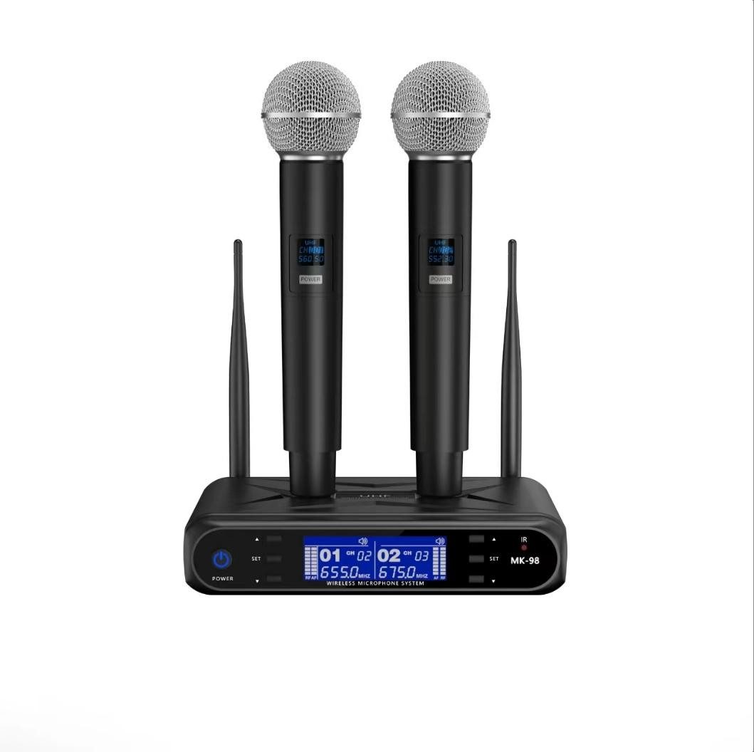 nsihing Mikrofon Dual Mikrofon Kabellos System, Funkmikrofon drahtloses Karaoke Mikro, Set Wireless Microphone mit Empfänger für Hochzeit Party Kirche
