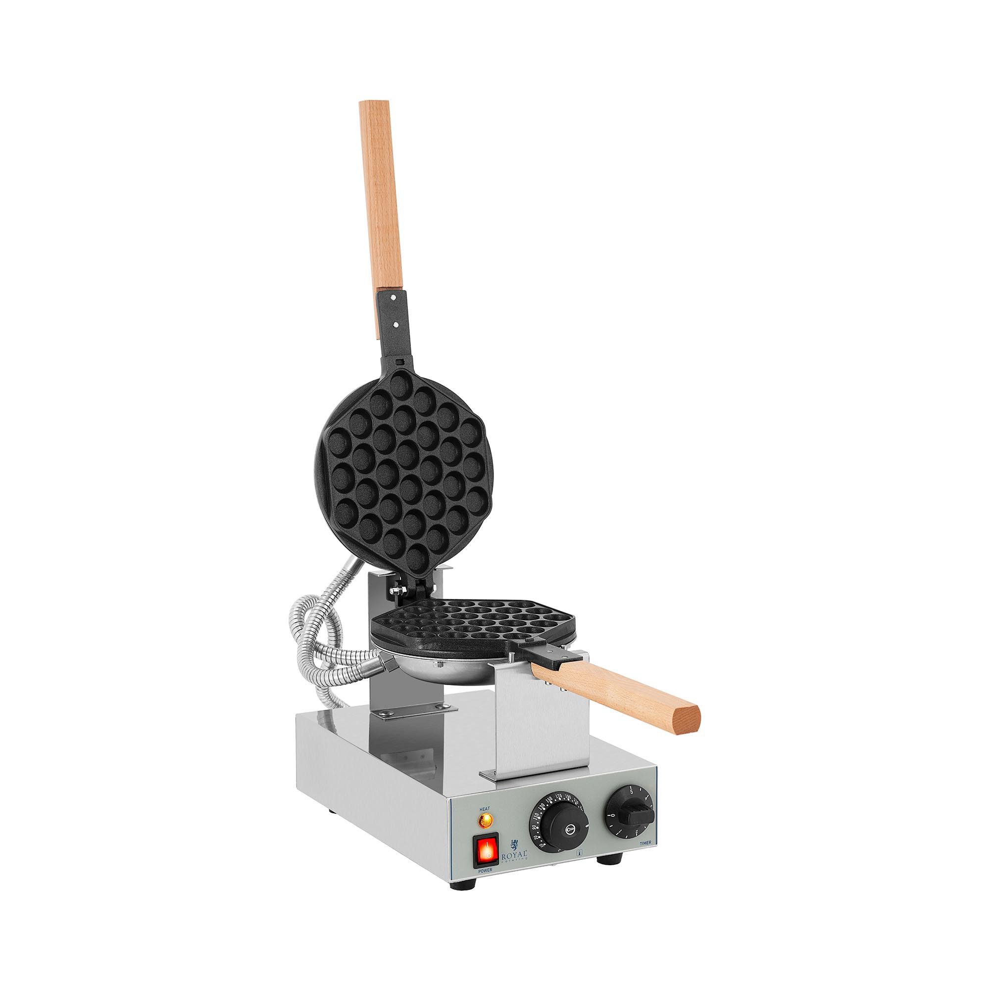 Royal Catering Waffeleisen Bubble Waffel 1415 W 50 - 250 °C Timer 0 - 5 min rotierbar Teflon, 1415 W