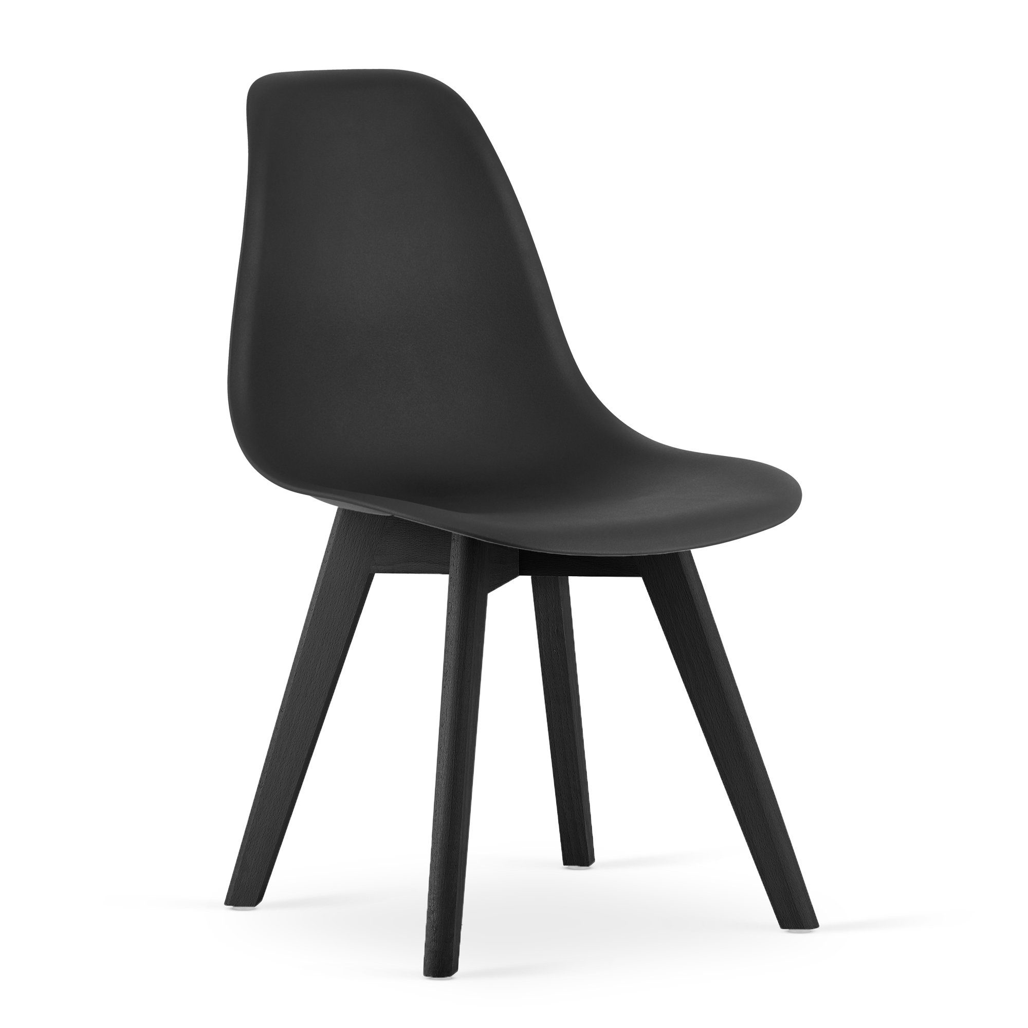 Home Collective Esszimmerstuhl 4er Set Bürostuhl, Küchenstuhl, Sitz aus Polypropylen Beine aus Buche, 120 kg Sitzlast, 54,5 x 46 x 80 cm, schwarzer Sitz, schwarze Beine schwarz | schwarz | schwarz