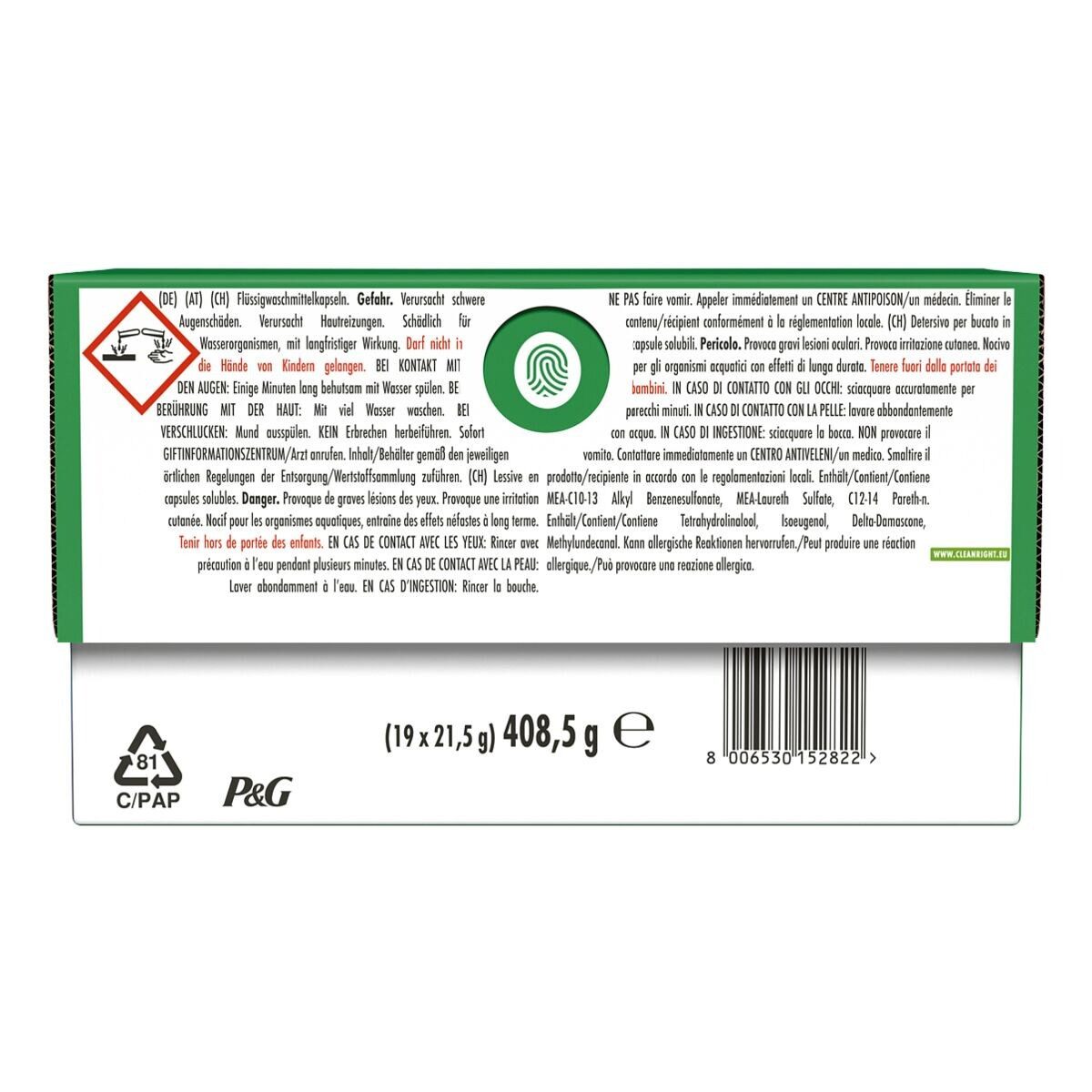 ARIEL Allin1 PODS Universal+ Vollwaschmittel (19 WL / 19 Pods)