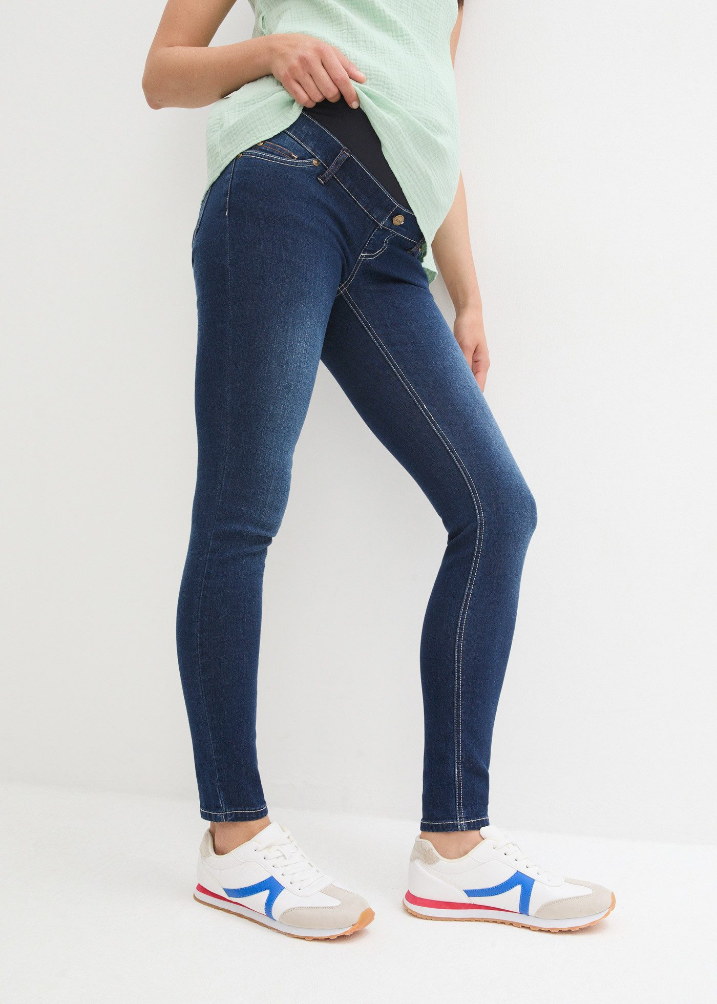 bonprix Umstandsjeans Skinny Fit, breiter Jerseybund, verstellbarer Gummizu günstig online kaufen