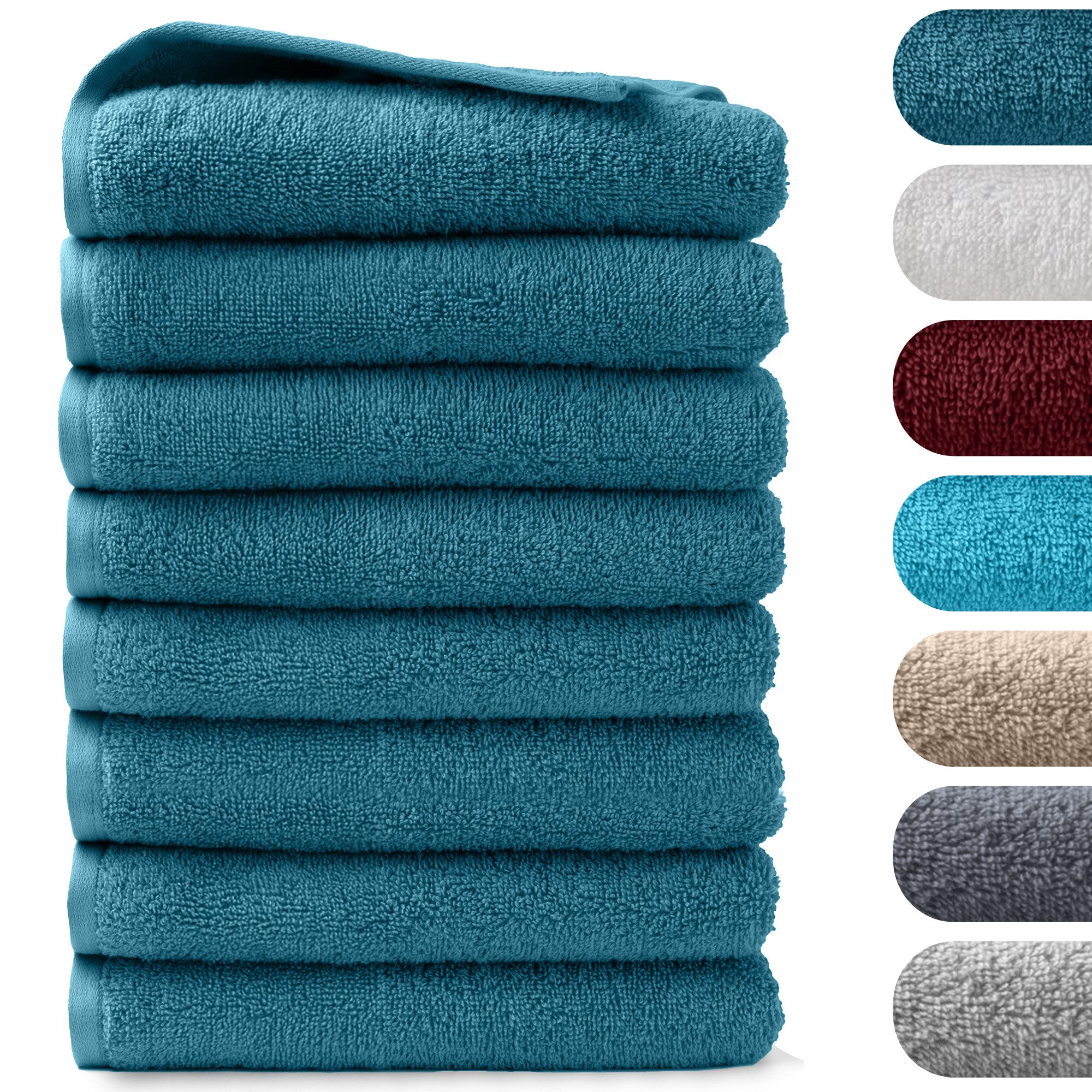 BARBONS Handtücher Set – 8-tlg Handtuch Set 50 x 100 cm für Badezimmer, Gäste & Alltag, (8-St), Walkfrottee, 100% Baumwolle, saugstark, weich