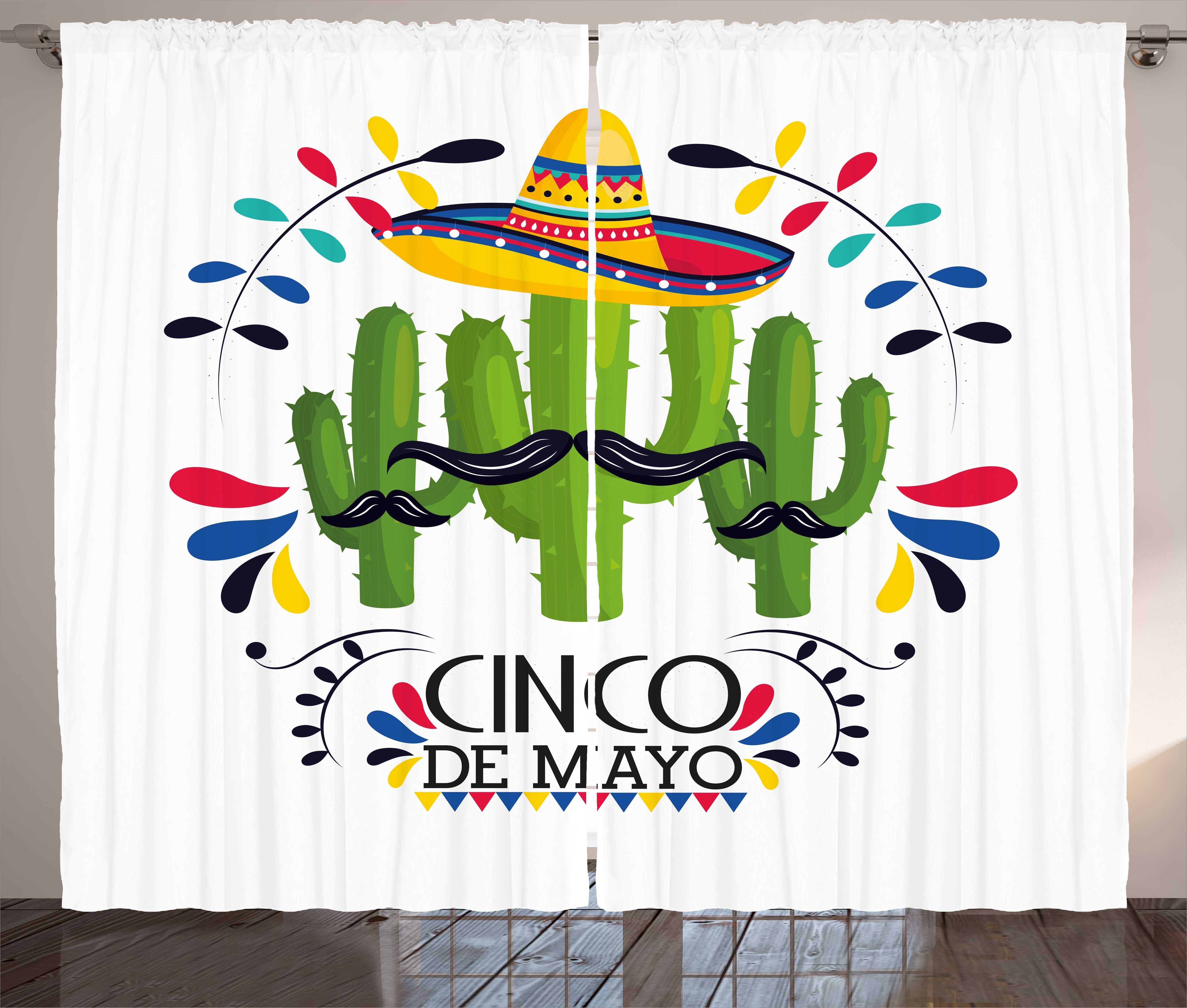Schnurrbärten und de Gardine Cacti Mayo Cinco Kräuselband Vorhang Schlaufen mit mit Schlafzimmer Haken, Abakuhaus,