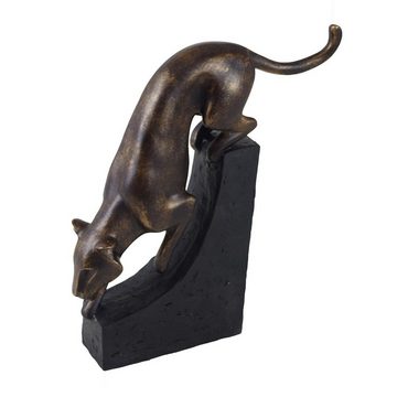 Casablanca Dekoobjekt Panther Dekofiguren schwarz-bronze 2 Stück Skulpturen Polystone, Designobjekt