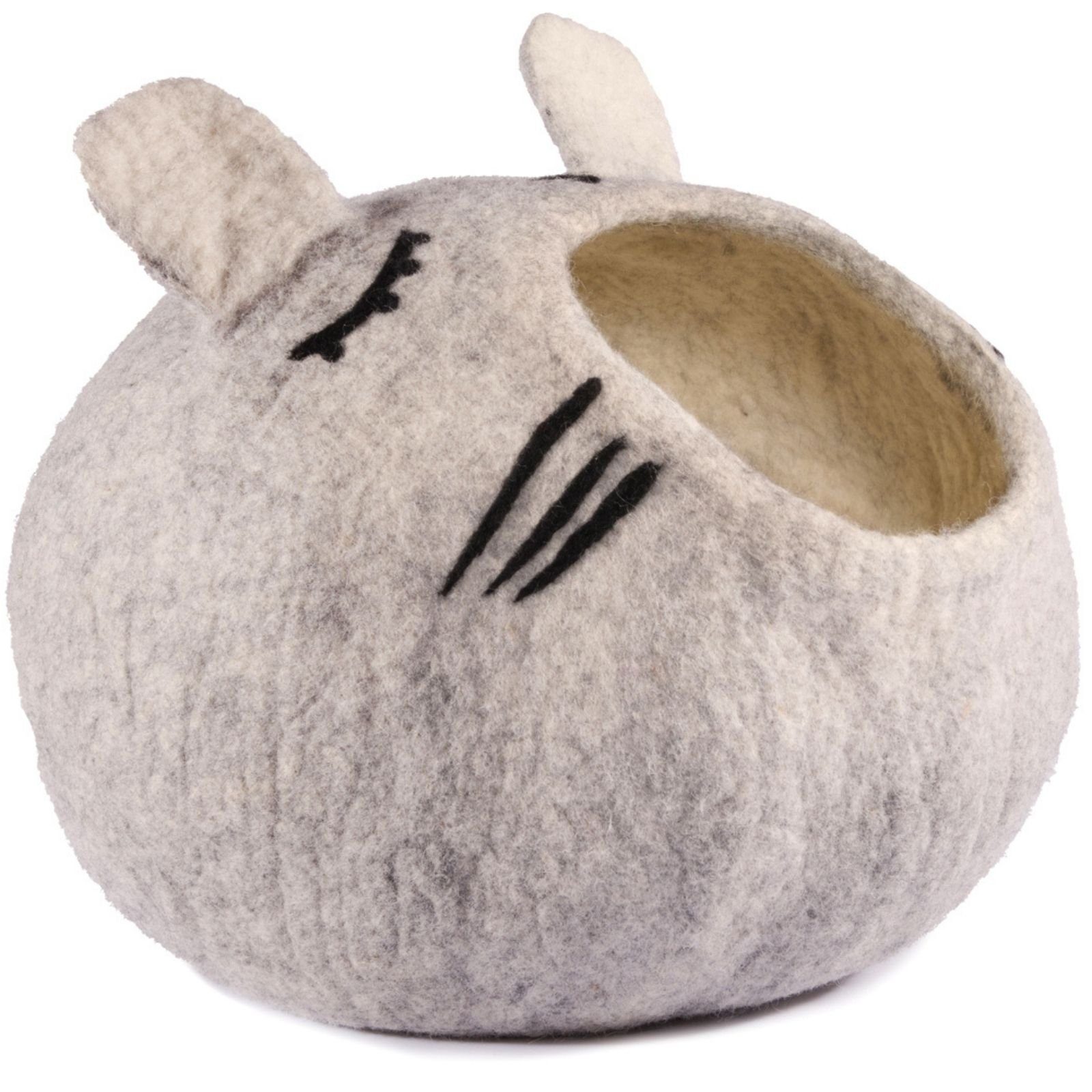 aumondo Tierbett Filz Katzenhöhle Handgefertigt Filzhöhle Wolle Katzen Kuschelhöhle