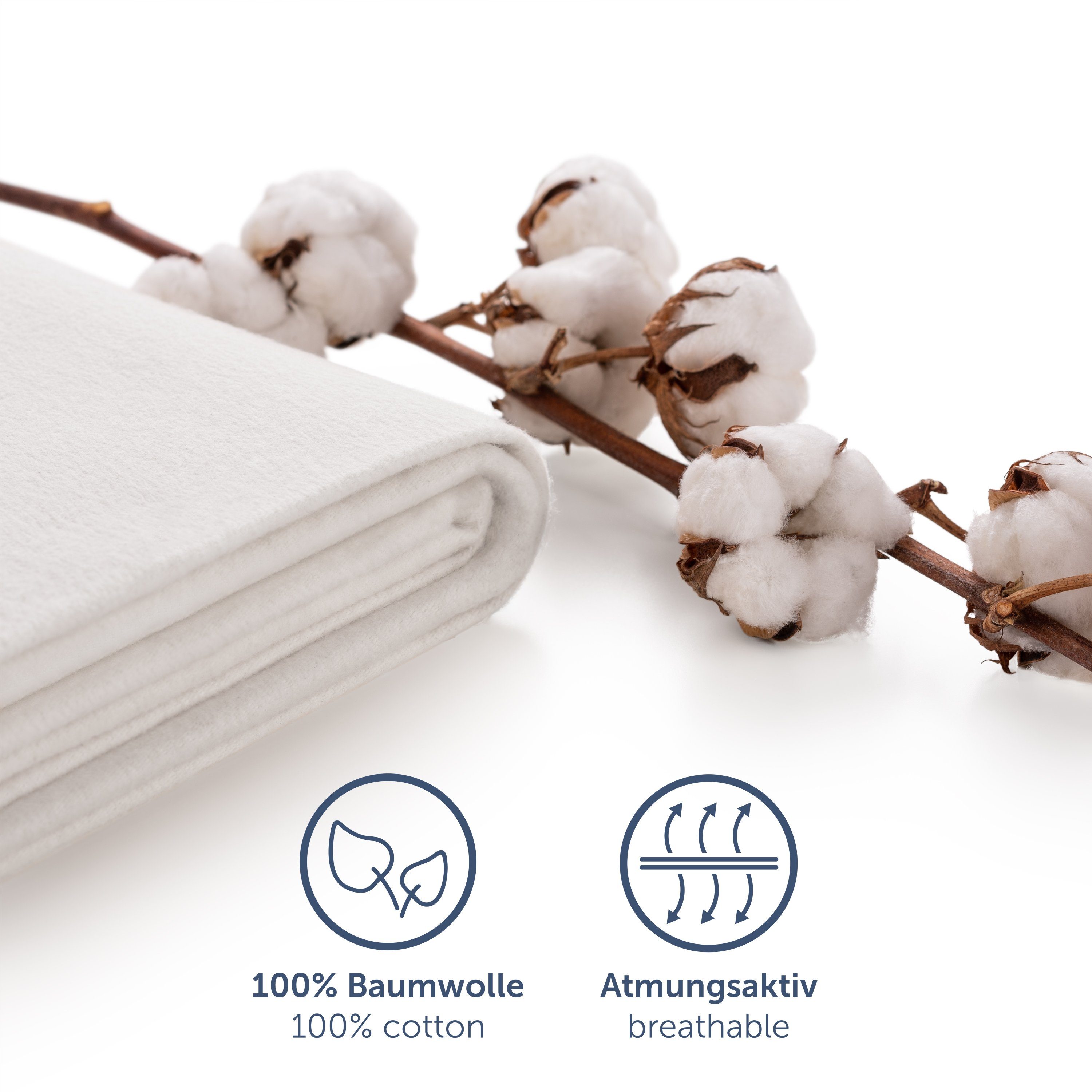 Zertifizierte Qualität Matratzenauflage Blumtal Matratzenschoner Baumwolle, Blumtal, Premium 100% Molton Weiß Atmungsaktive
