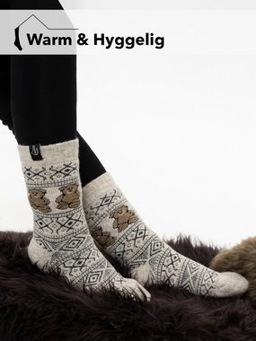 HomeOfSocks Socken HomeOfSocks Norweger Socke "Teddy" Teddy Motiv auf Norweger Socke mit skandinavischem Design