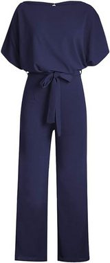 FIDDY Jumpsuit Damen-Overall mit langen Ärmeln und O-Ausschnitt, elegant, lang