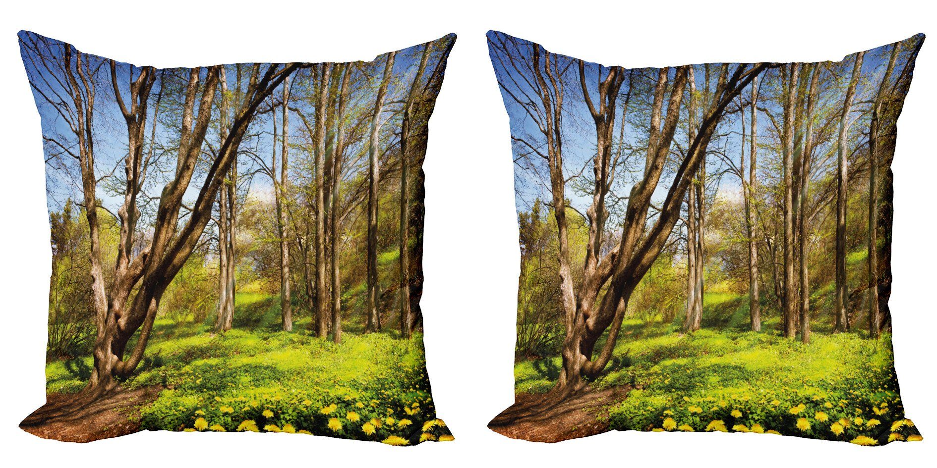 Kissenbezüge Modern Accent Doppelseitiger Digitaldruck, Abakuhaus (2 Stück), Natur Frühlingswaldblumen