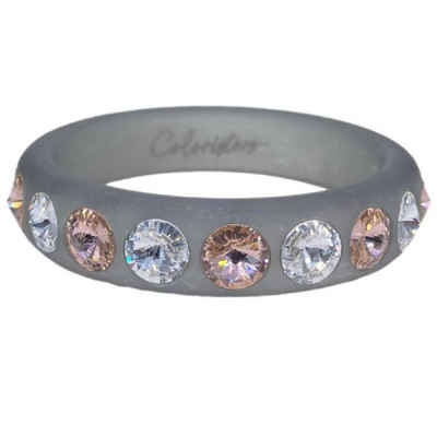 Coloristers Armband Armreif Sassari Grau mit Rosafarbenen Kristallen (Größe:L)