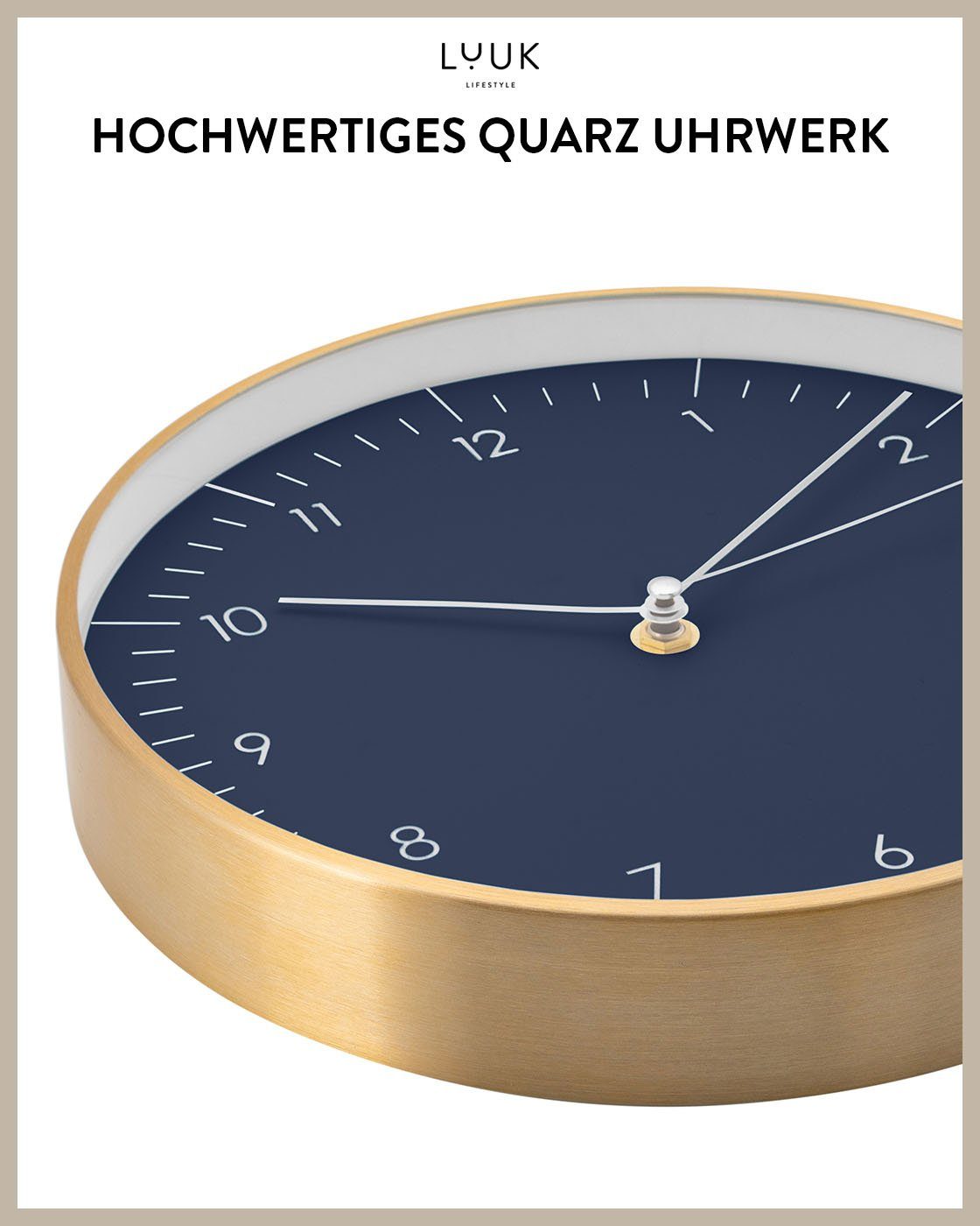 LUUK LIFESTYLE Wanduhr Helsinki (lautlos, ohne Ticken, großes Ziffernblatt, verschied. Größen)