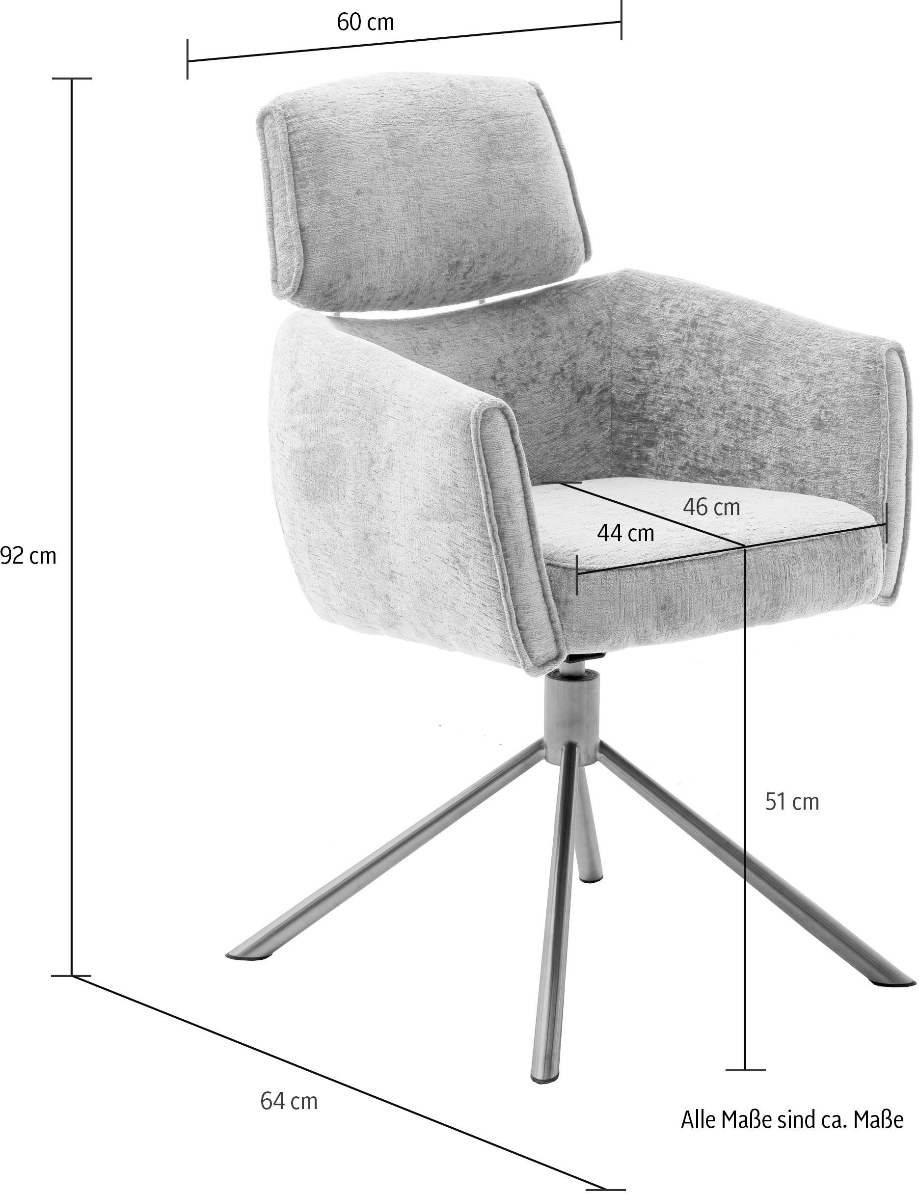 120 2 furniture | MCA Drehstuhl, KG (Set, Esszimmerstuhl braun St), Edelstahl Belastbarkeit gebürstet braun QUEBEC |