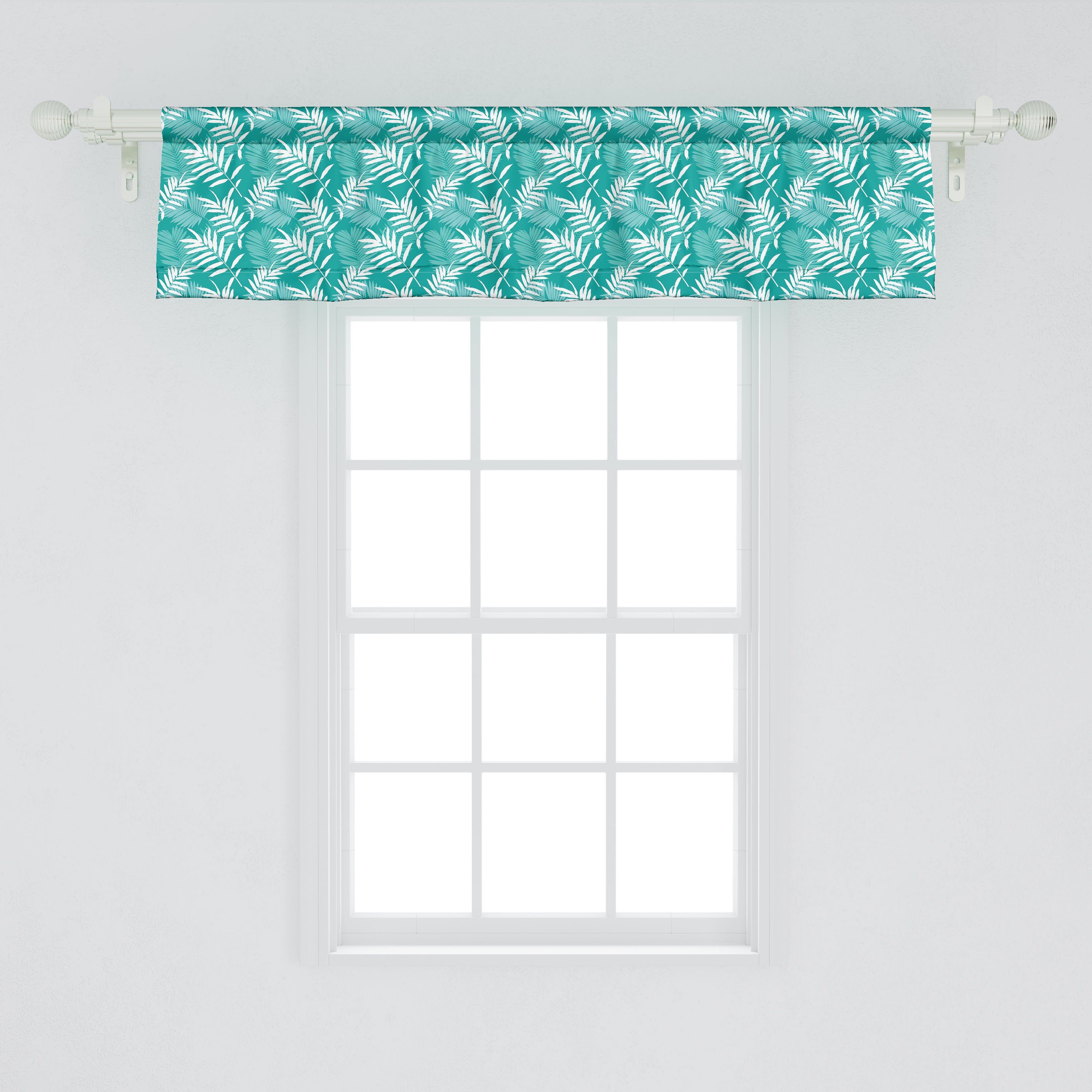 Scheibengardine Vorhang Schlafzimmer für Küche Abakuhaus, Laub Volant Microfaser, Klima Dekor Warmes Motiv Blätter mit Stangentasche