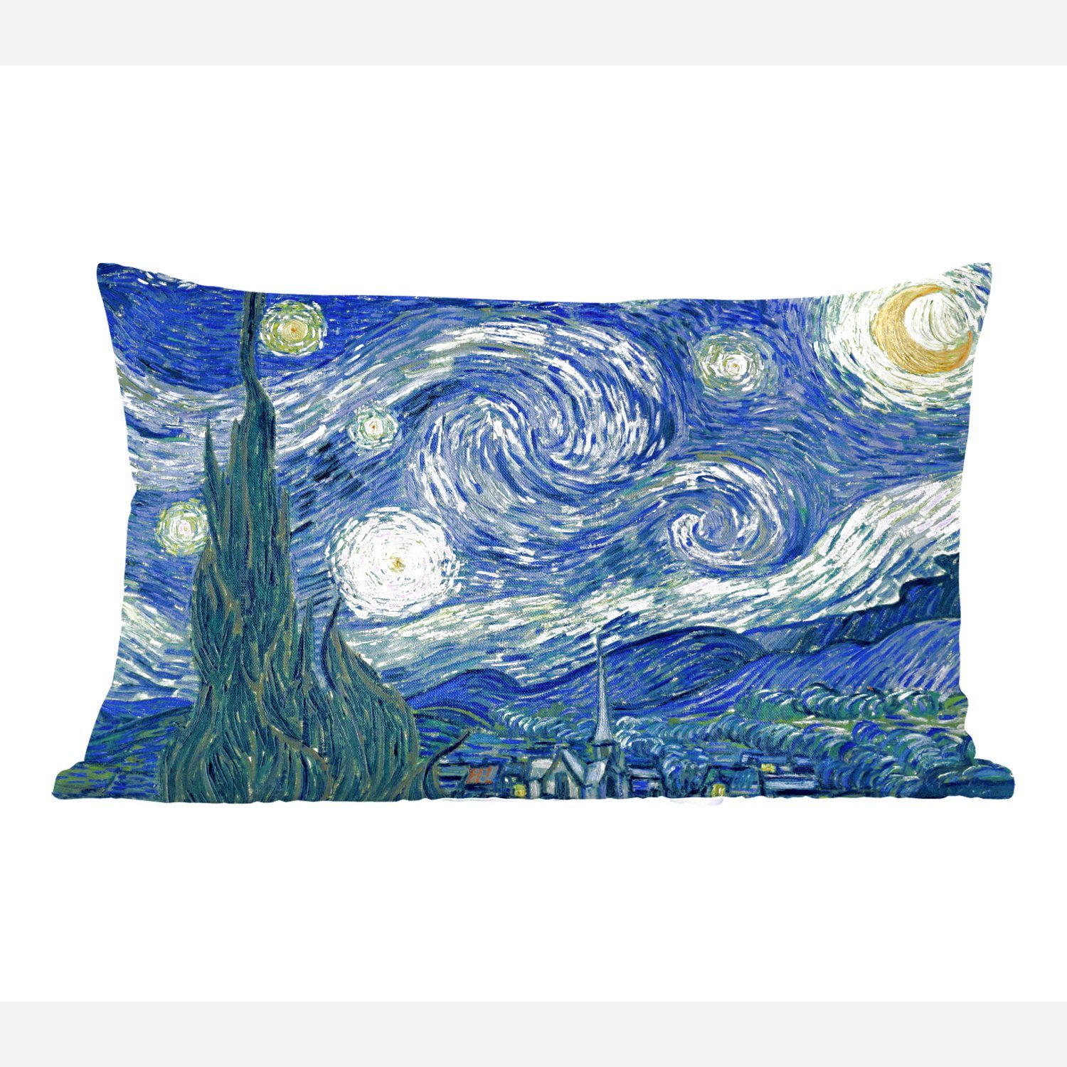 MuchoWow Dekokissen Sternennacht - Gemälde - Alte Meister - Vincent van Gogh, Wohzimmer Dekoration, Zierkissen, Dekokissen mit Füllung, Schlafzimmer