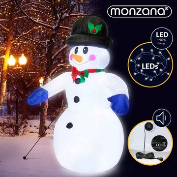monzana Schneemann, Aufblasbarer XXL 240cm LED Beleuchtet Befestigungsmaterial IP44 Außen