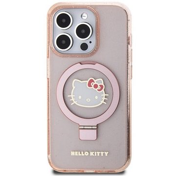 Hello Kitty Smartphone-Hülle Hello Kitty Apple iPhone 15 Glitzer Ring Standhalter Hardcase MagSafe