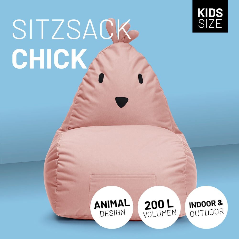 Lumaland Sitzsack Kinder Tier Chick Kissen 80x75x75 cm, niedliches Kindersi günstig online kaufen