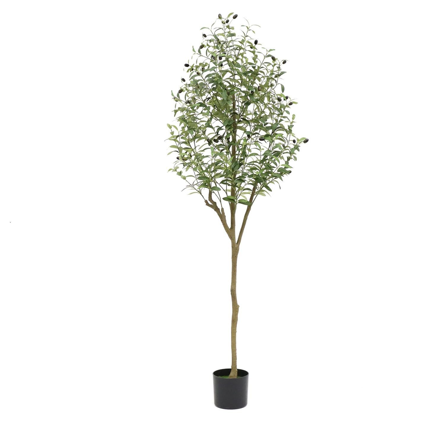 Kunstbaum Künstlicher Olivenbaum, Dekopflanze mit schwarzem Pflanztopf 180cm, GarveeMore, Höhe 180 cm
