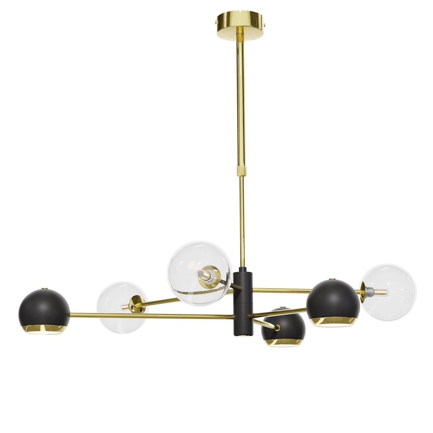 Licht-Erlebnisse Deckenleuchte ADRID, ohne Leuchtmittel, Metall Glas G9 in Gold Schwarz 3-flammig Kugelschirm Modern