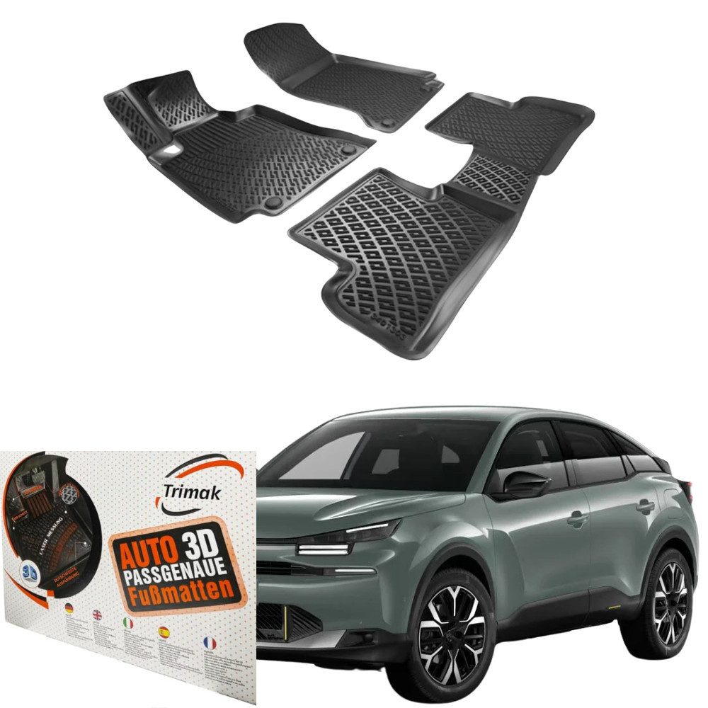 Trimak Passform-Fußmatten Oder Kofferraumwanne Oder Set Citroen C4 & Cactus, Citroën C4 3. Gen. ab 2020 Gummimatten Auto TPE Allwetter Fussmatten