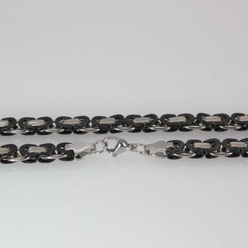 ELLAWIL Königsketten-Set Kette und Armband Herrenkette Panzerkette Edelstahl Schwarz Silber (Kettenlänge 54 cm / Armbandlänge 22 cm, Edelstahl), inklusive Geschenkschachtel