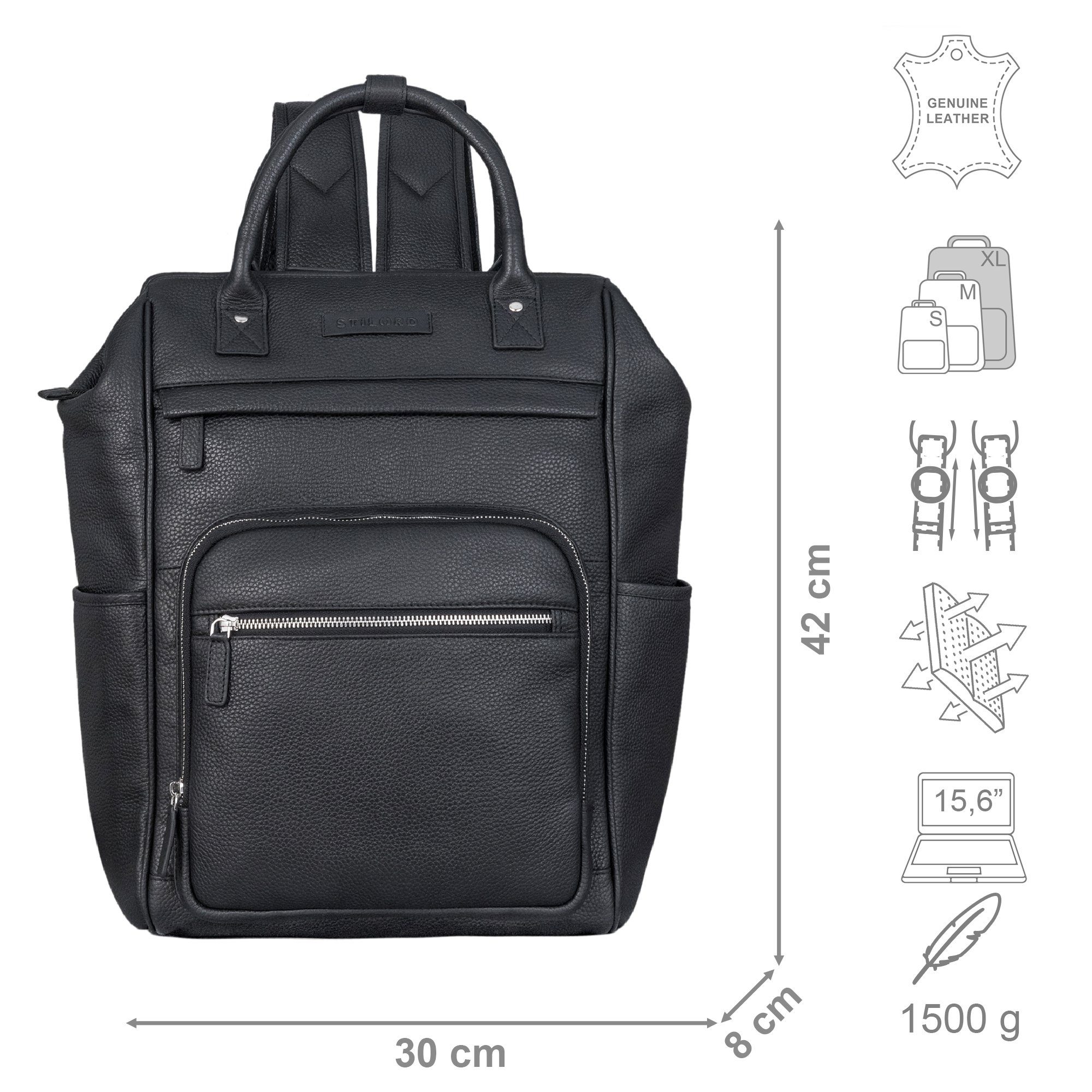 STILORD Notebook-Rucksack "Wendelin" Premium Leder Rucksack mit Laptop-Fach