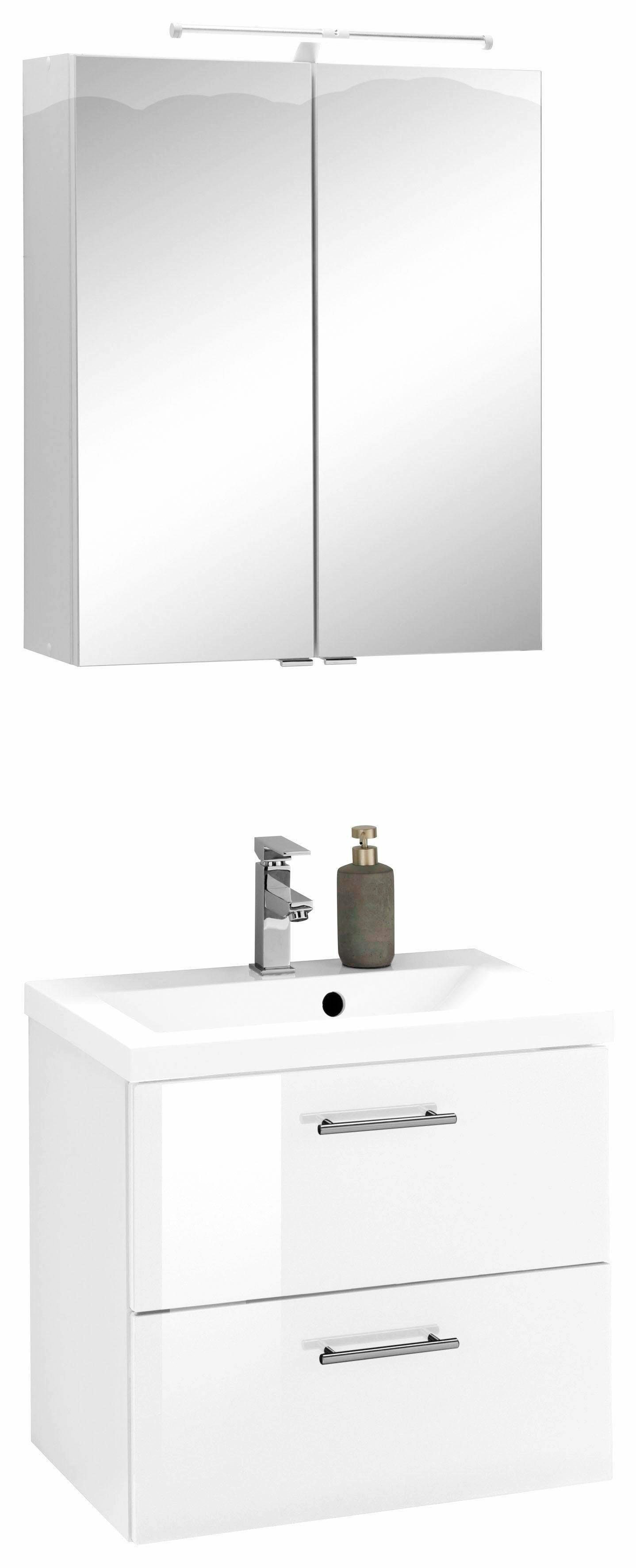 Waschplatz Badmöbel-Set Spiegelschrank HELD MÖBEL (2-St), weiß Venedig, und