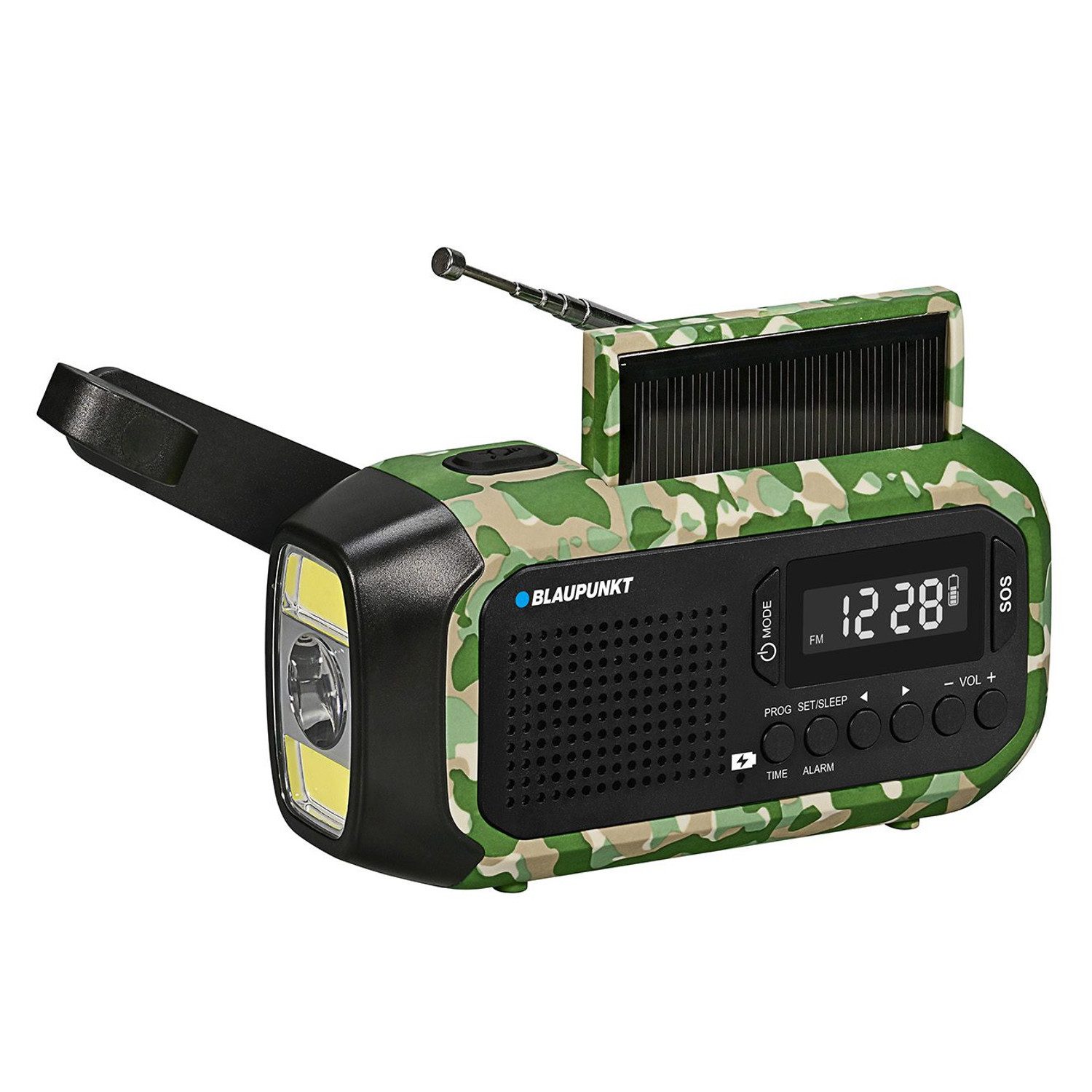 Blaupunkt ER20GC tragbares Solar-Notfallradio Notfallradio (LED-Taschenlampe, Leselampe, dreifaches Ladesystem, SOS-Alarm)