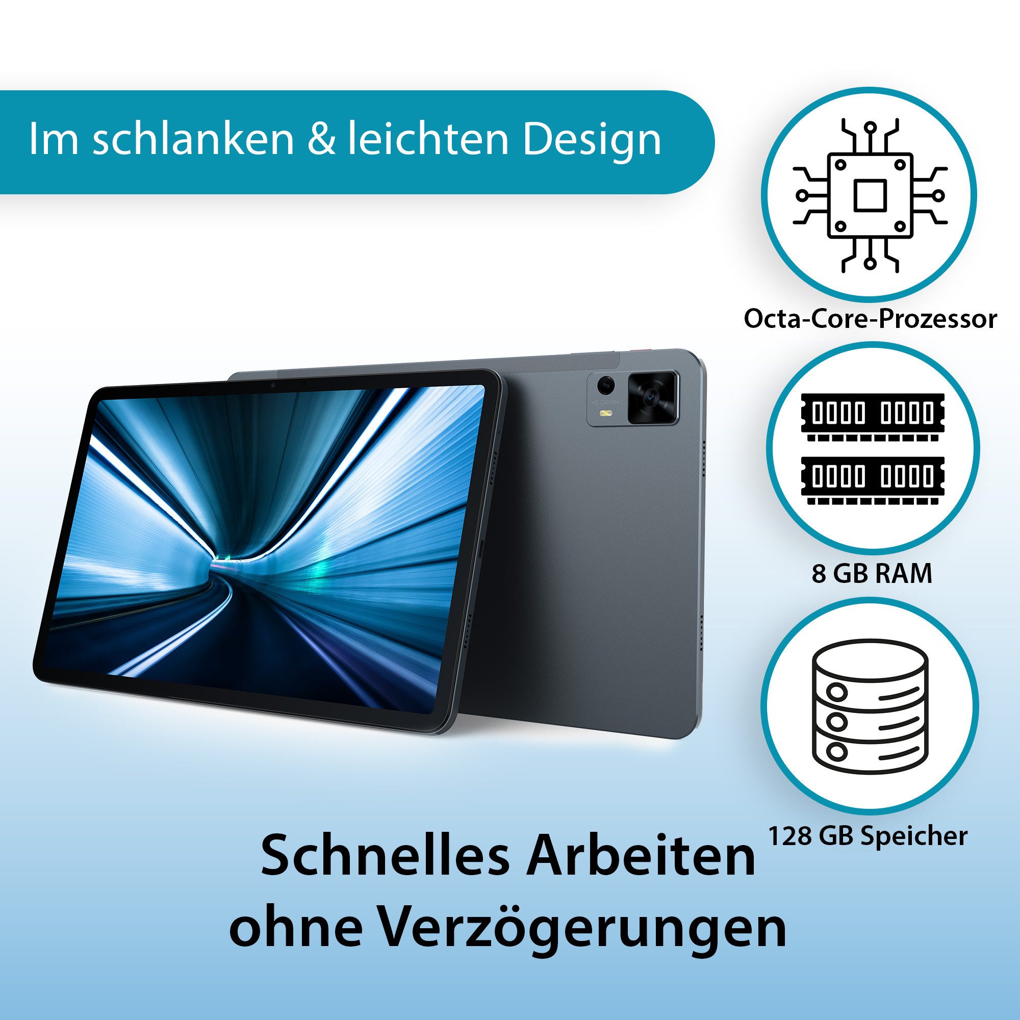 VALE Multimedia Tablet mit LTE & WiFi, Android 14, V12E-LTE-8128 Tablet (12", 128 GB, Android 14, LTE, IPS Display, 12MP Haupt- & 5MP Frontkamera, Business- & Schultablet)