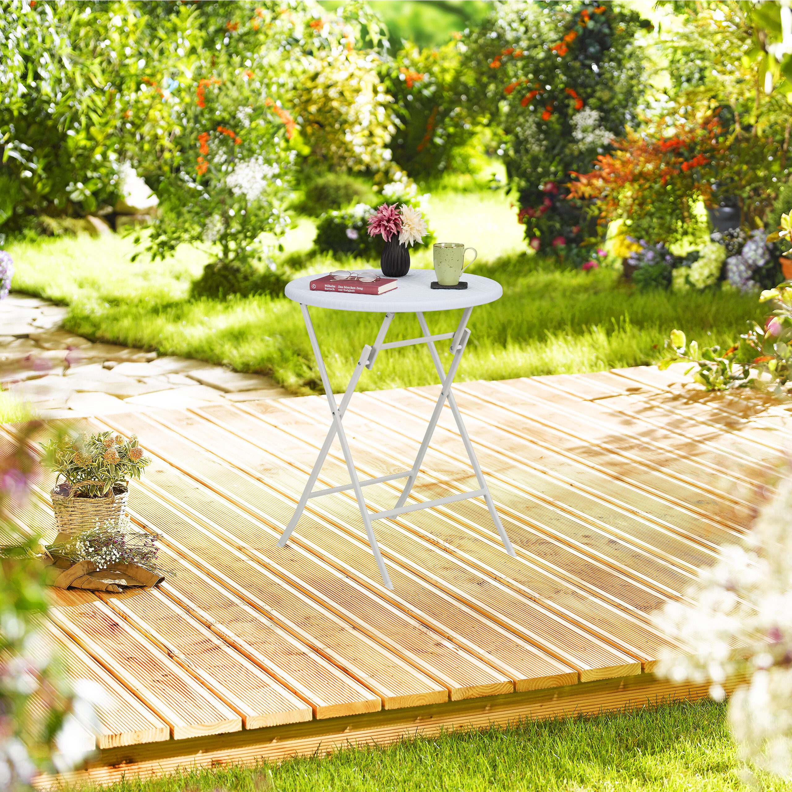 relaxdays Gartentisch Runder Gartentisch in Rattan-Optik, günstig online kaufen